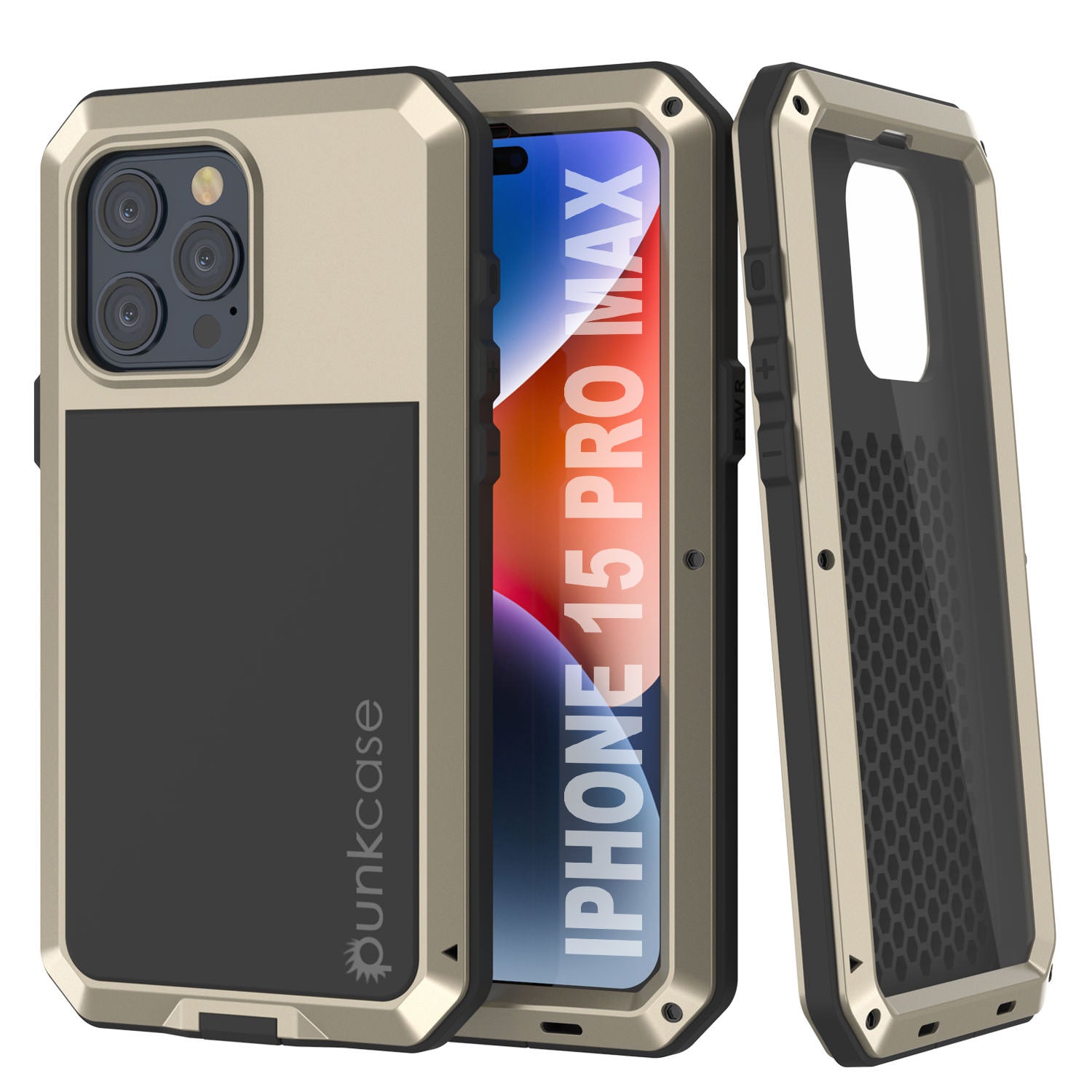 Compatible with iPhone 15 Pro Max Metal Case, Heavy Duty Rugged