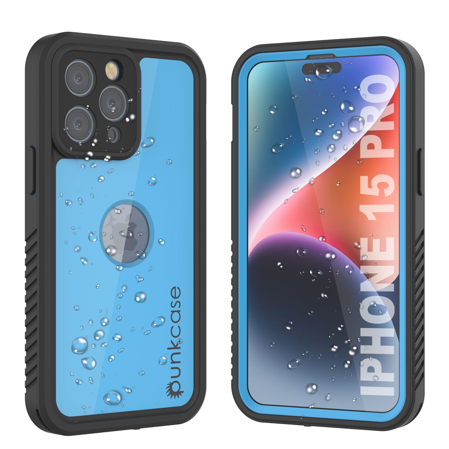 iPhone 15 Pro Waterproof IP68 Case, Punkcase [Light blue] [StudStar Series] [Slim Fit] [Dirtproof]