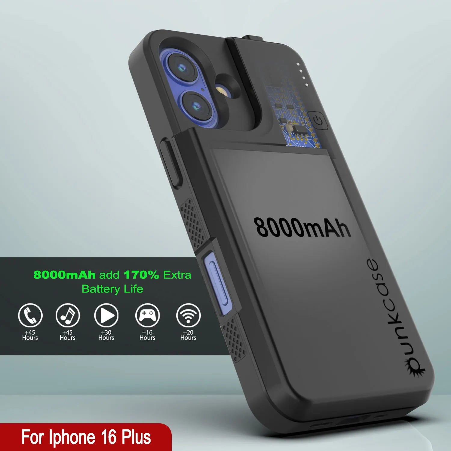 iPhone 16 Plus Battery Case, PunkJuice 8000mAH Fast Charging
