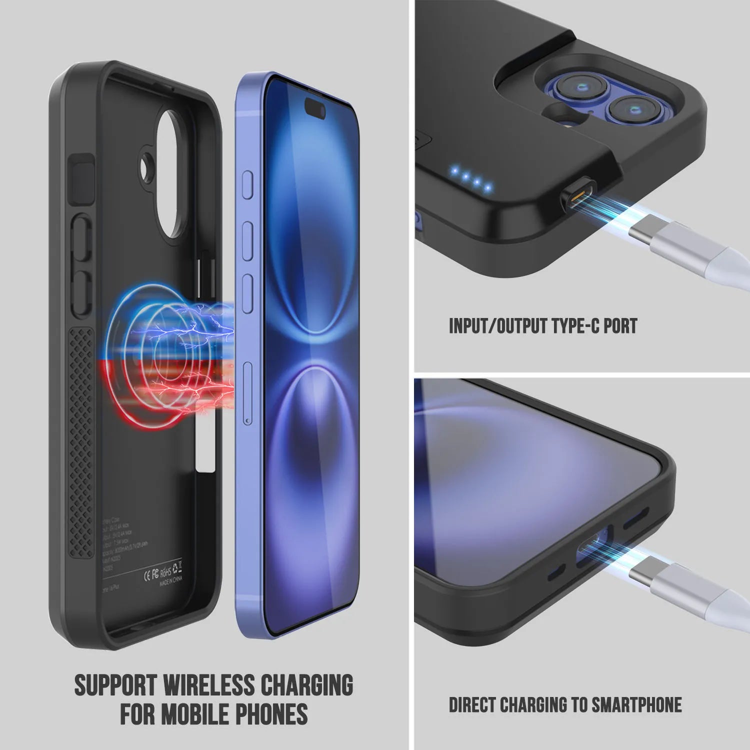 iPhone 16 Plus Battery Case, PunkJuice 8000mAH Fast Charging iPhone 16 Plus Battery Case, PunkJuice 8000mAH Fast Charging