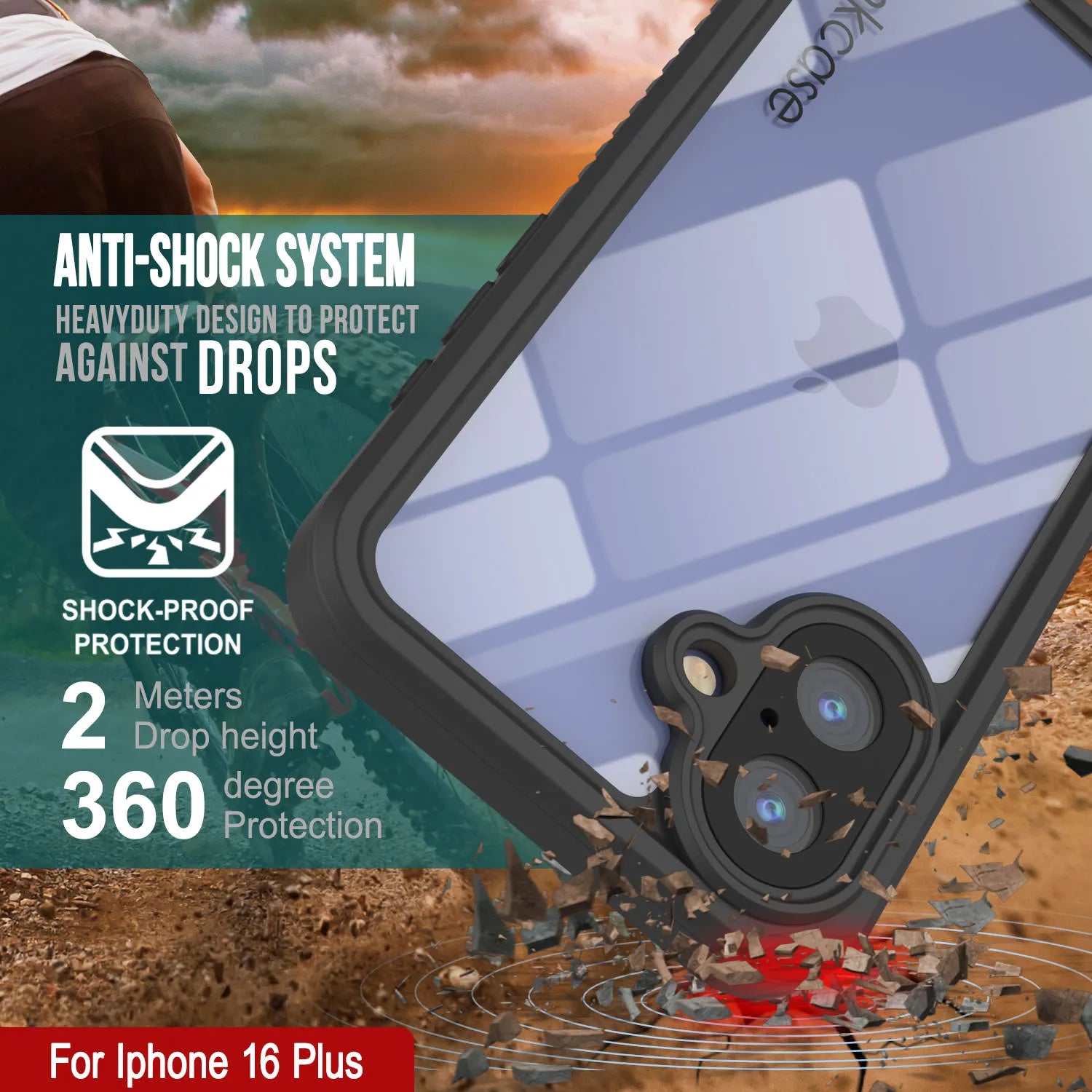 iPhone 16 Plus Waterproof Case, Punkcase [Extreme Series] Armor Cover W/ Built In Screen Protector [Red]