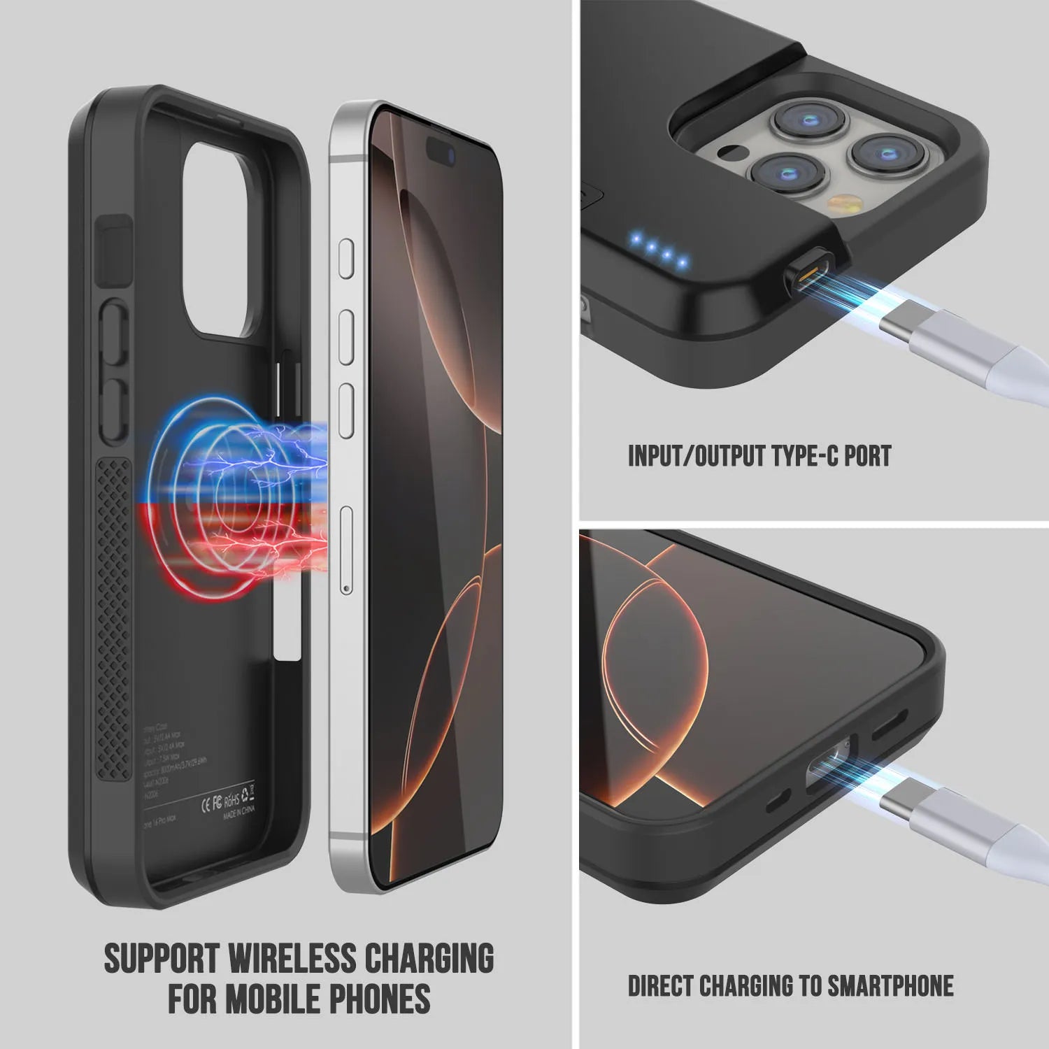 iPhone 16 Pro Max Battery Case, PunkJuice 8000mAH Fast Charging