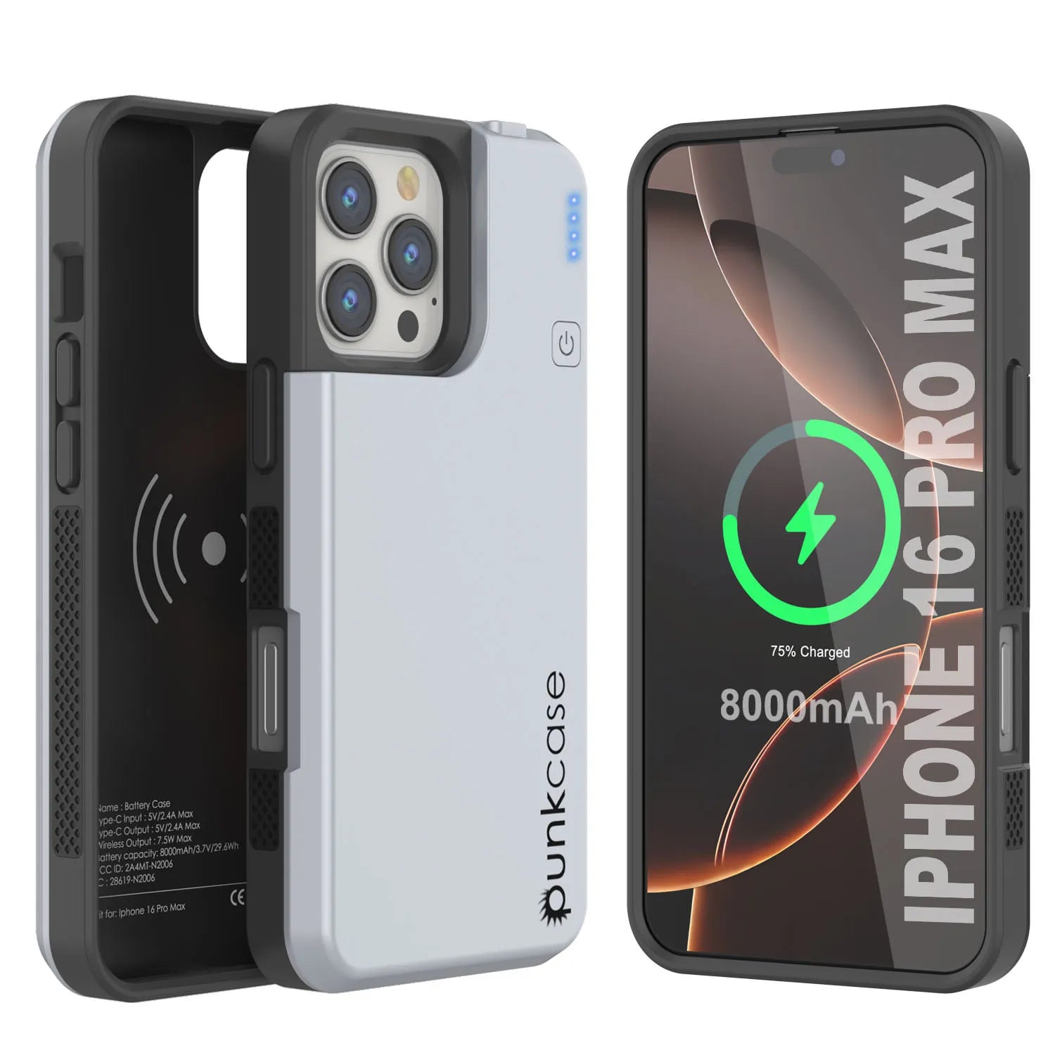 iPhone 16 Pro Max Battery Case, PunkJuice 8000mAH Fast Charging iPhone 16 Pro Max Battery Case, PunkJuice 8000mAH Fast Charging