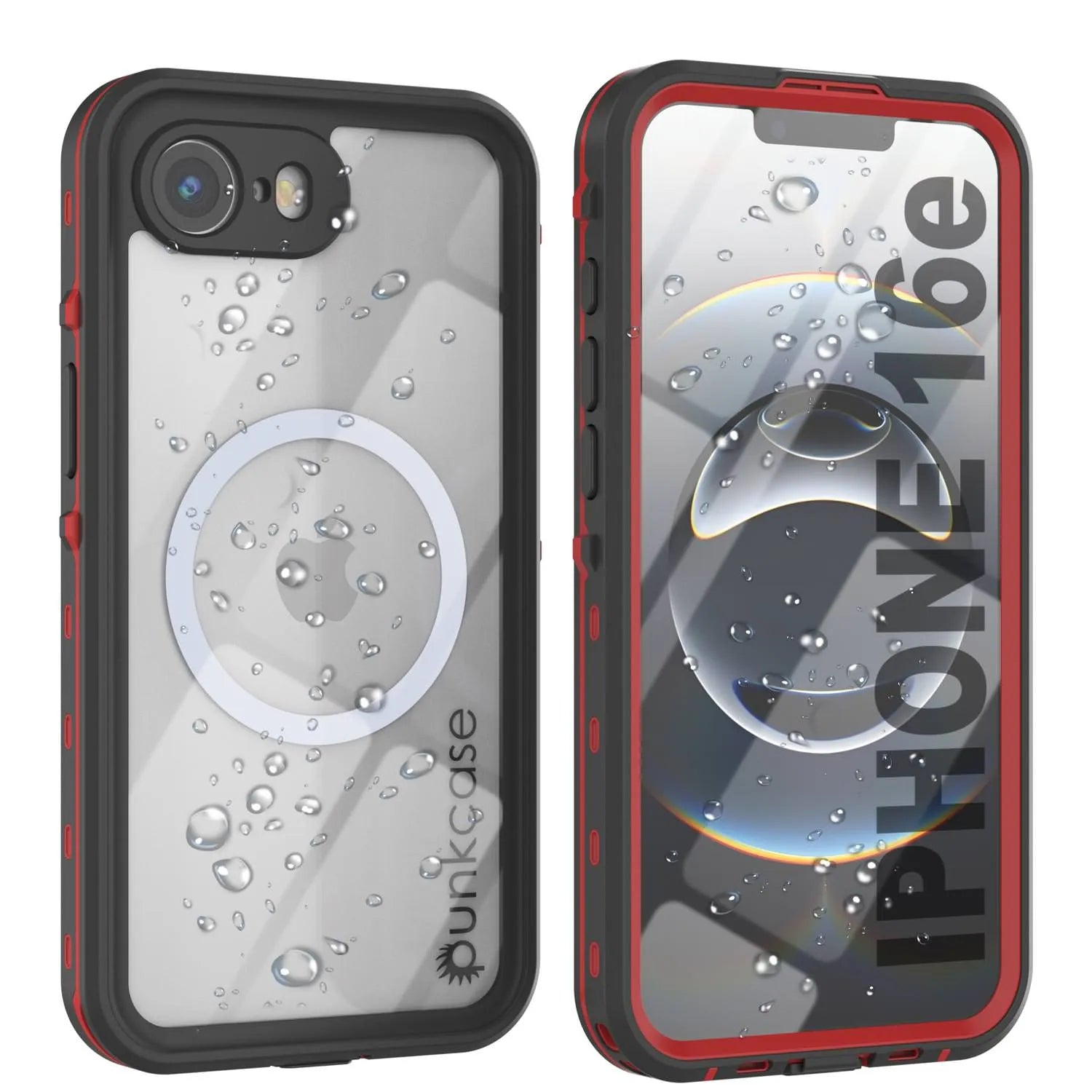 iPhone 16e Waterproof IP68 Case, Punkcase [Red] [StudStar Series] [Slim Fit]