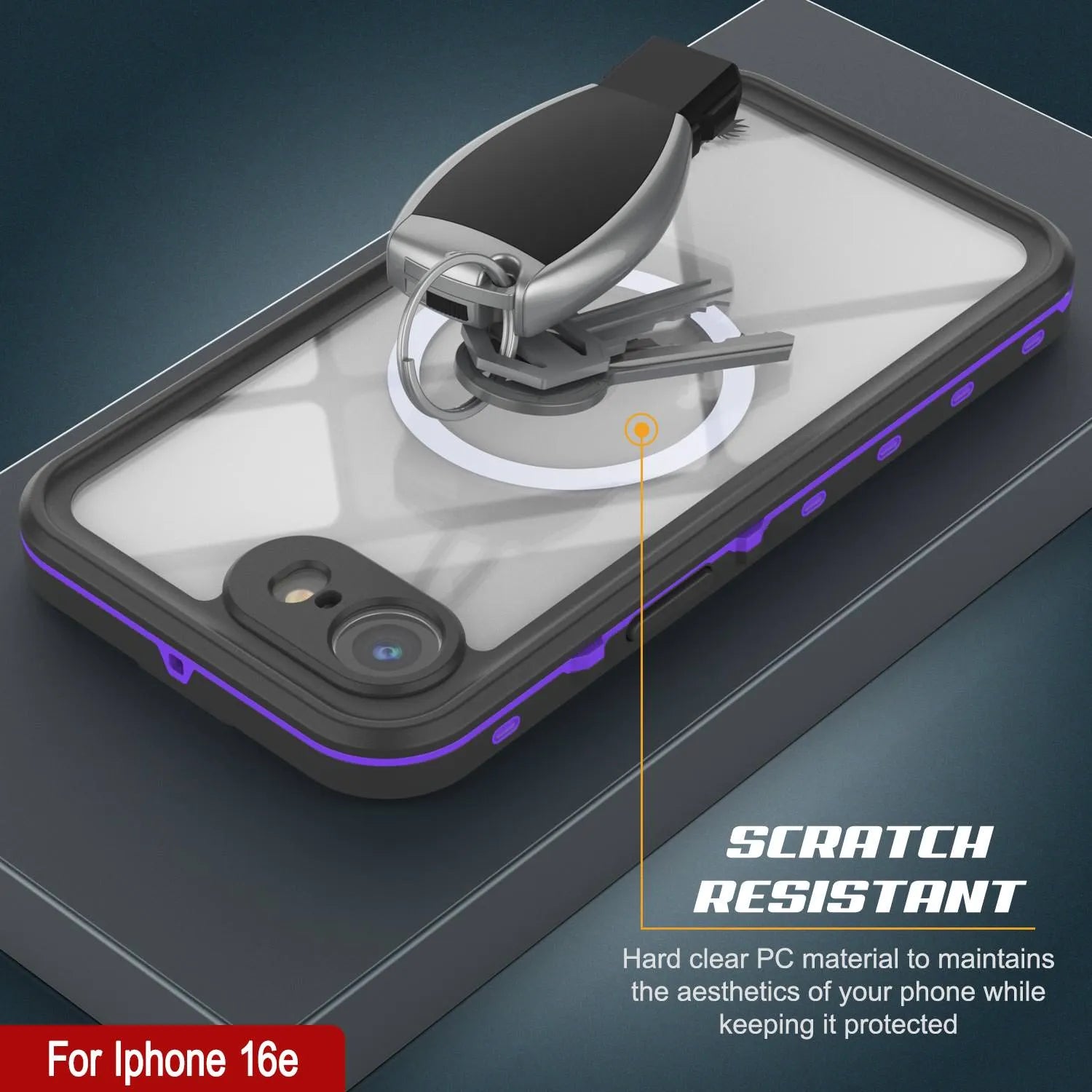 iPhone 16e Waterproof IP68 Case, Punkcase [Purple] [StudStar Series] [Slim Fit] [Dirtproof]