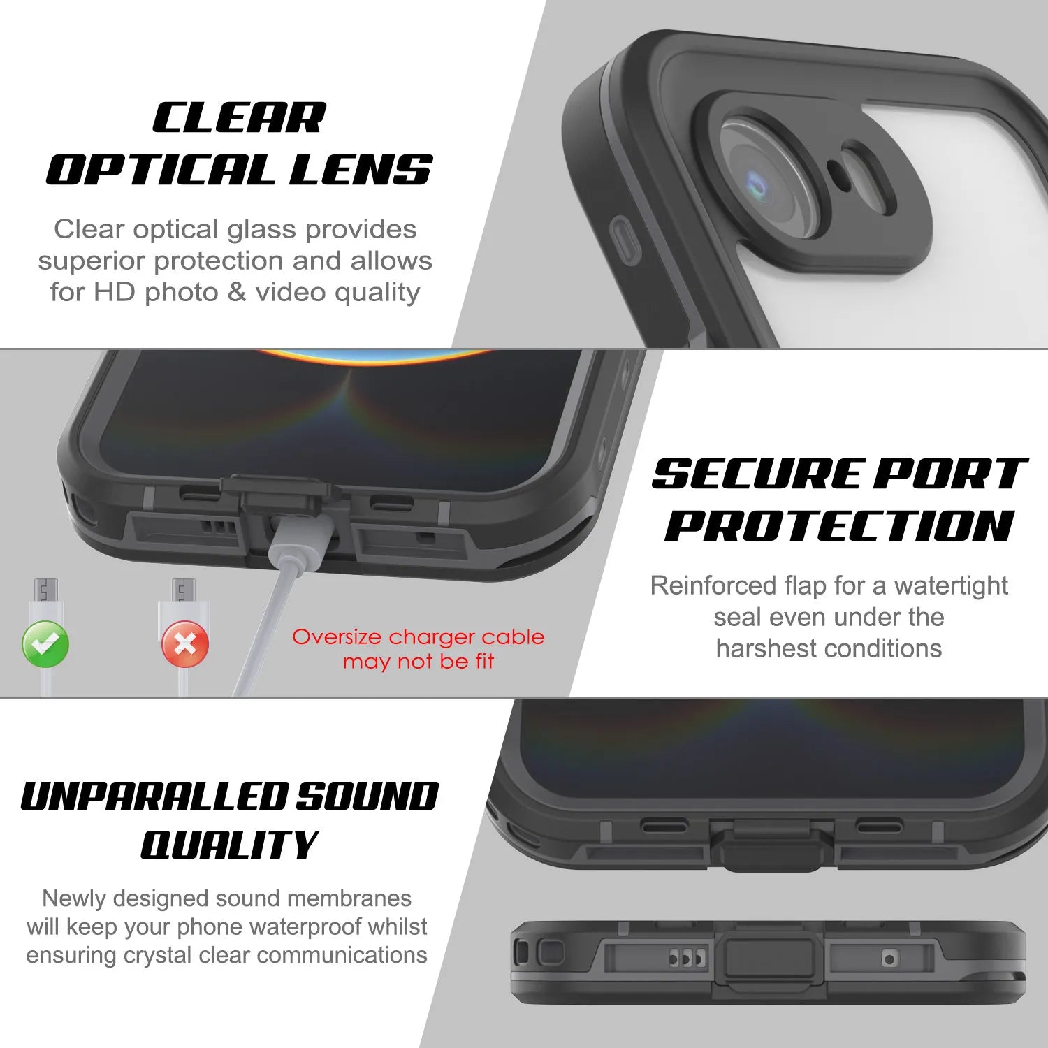 iPhone 16e Waterproof IP68 Case, Punkcase [Black] [StudStar Series] [Slim Fit]