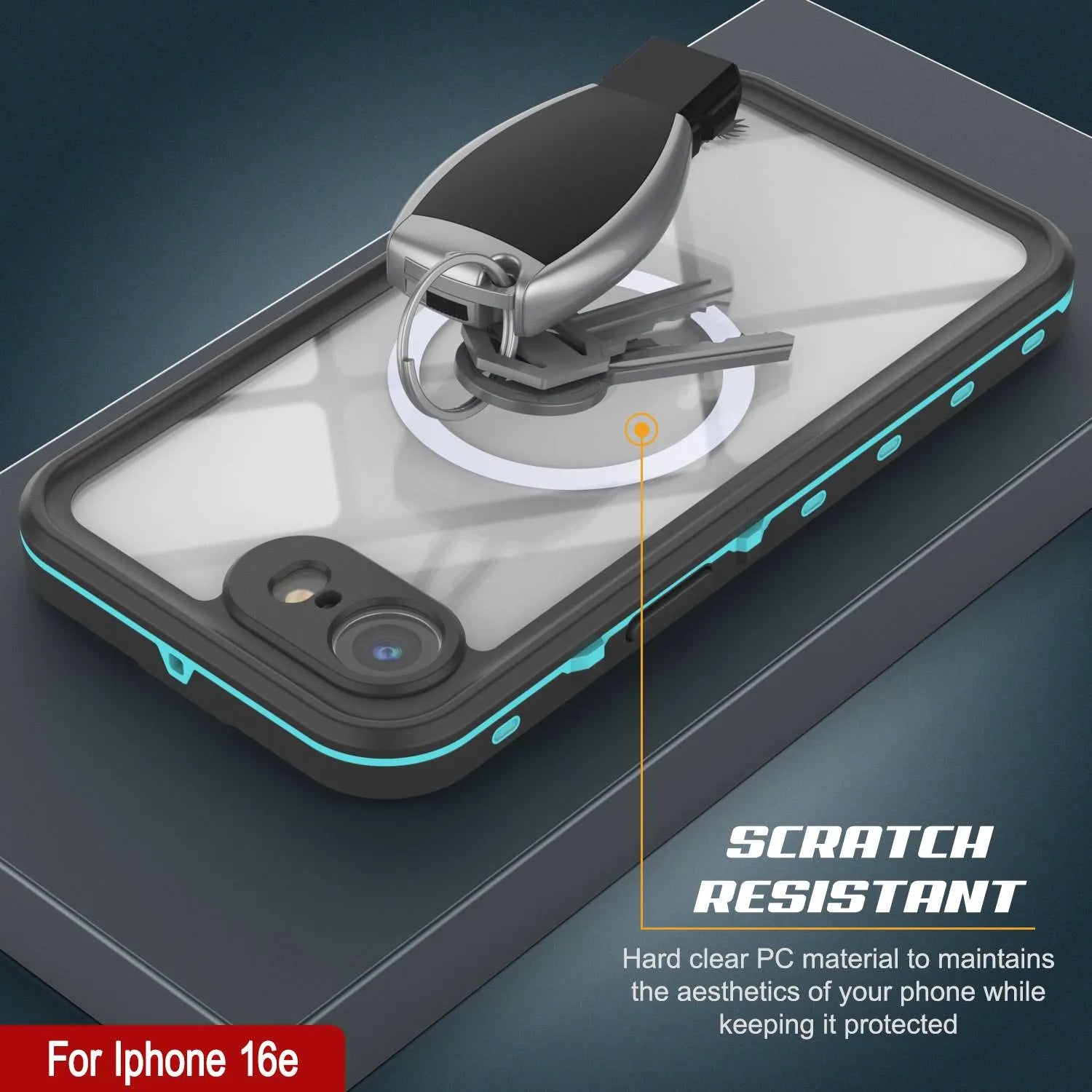 iPhone 16e Waterproof IP68 Case, Punkcase [Teal] [StudStar Series] [Slim Fit]