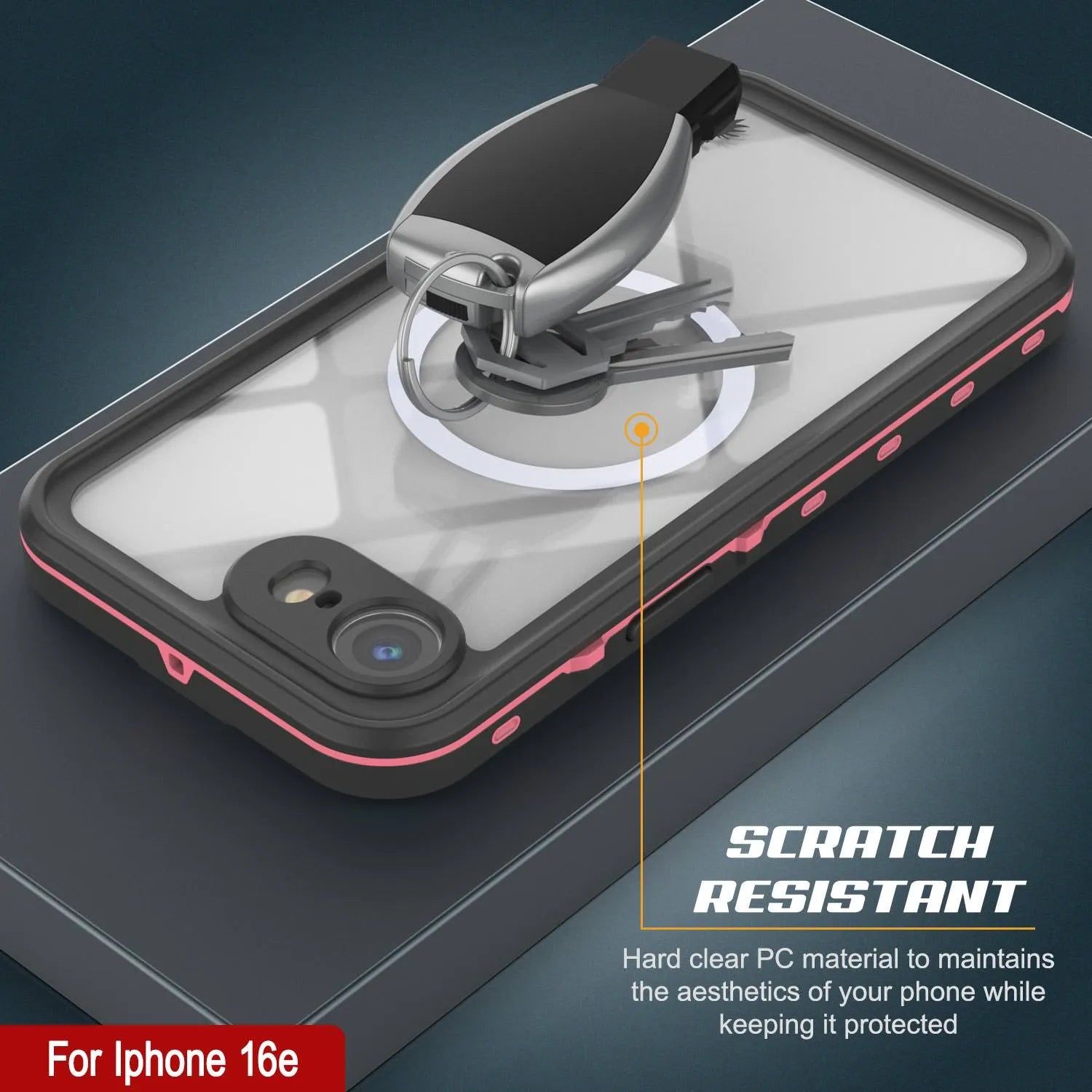 iPhone 16e Waterproof IP68 Case, Punkcase [Pink] [StudStar Series] [Slim Fit] [Dirtproof]
