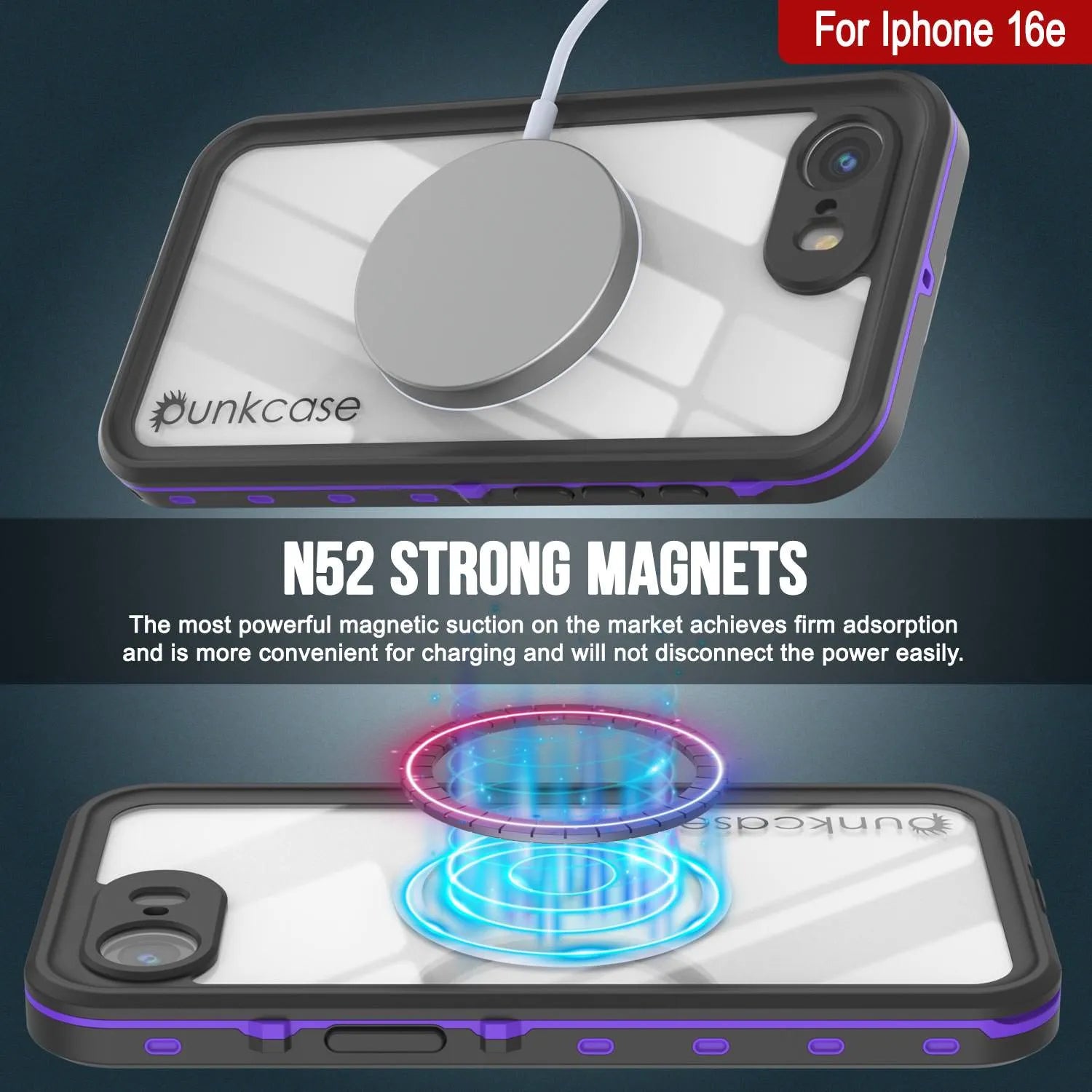 iPhone 16e Waterproof IP68 Case, Punkcase [Purple] [StudStar Series] [Slim Fit] [Dirtproof]