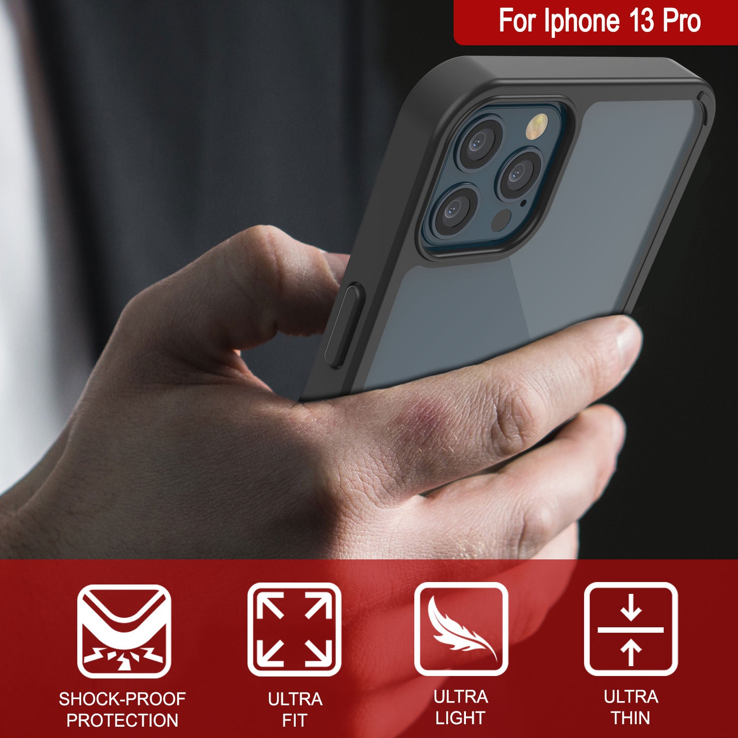 iPhone 13 Pro Case Punkcase® LUCID 2.0 Black Series w/ PUNK SHIELD Screen Protector | Ultra Fit