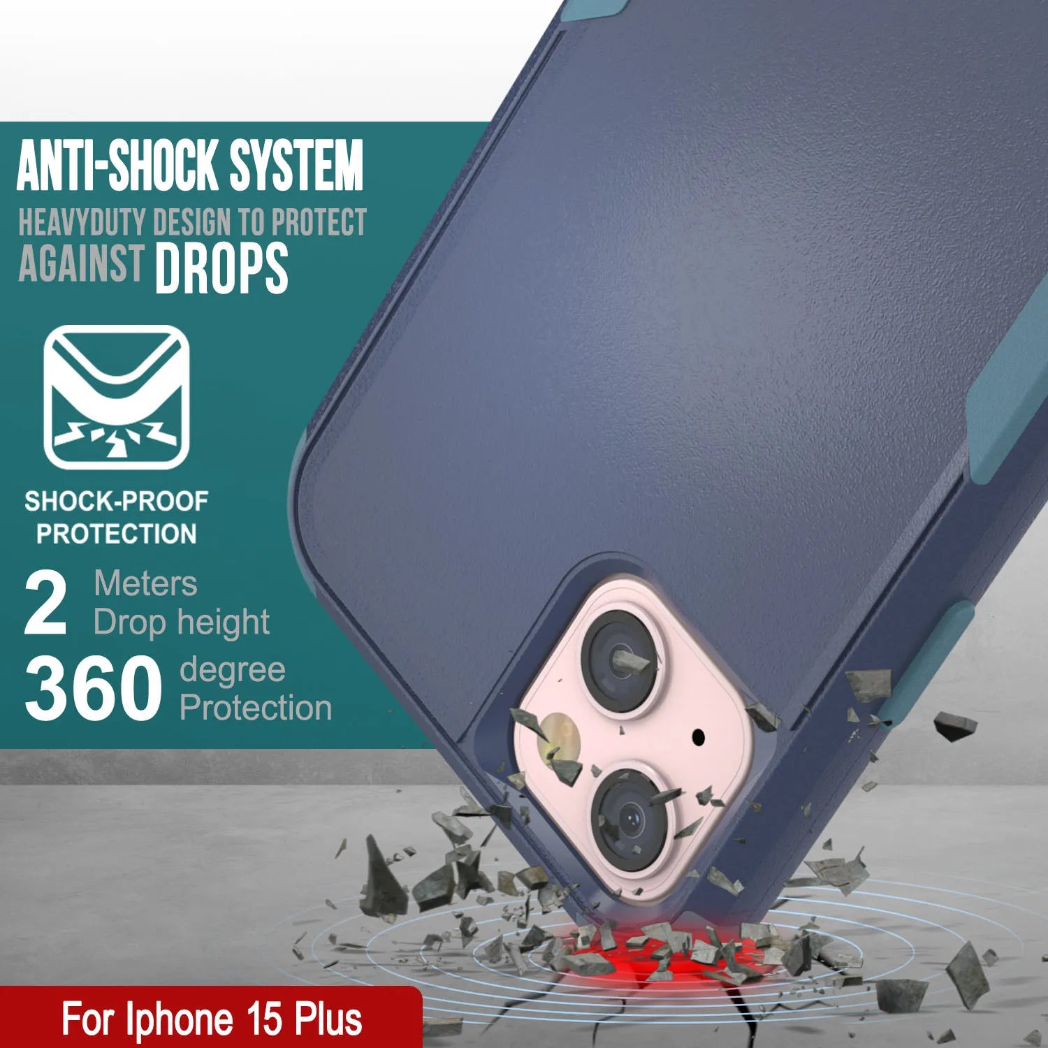 Punkcase for iPhone 15 Plus Belt Clip Multilayer Holster Case [Patron Series] [Navy Blue]