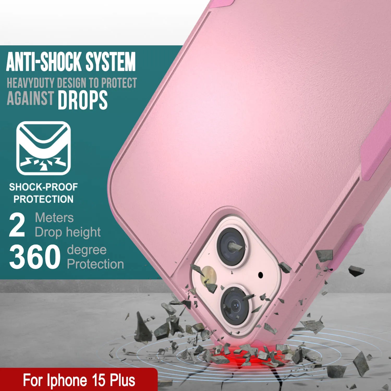 Punkcase for iPhone 15 Plus Belt Clip Multilayer Holster Case [Patron Series] [Pink]