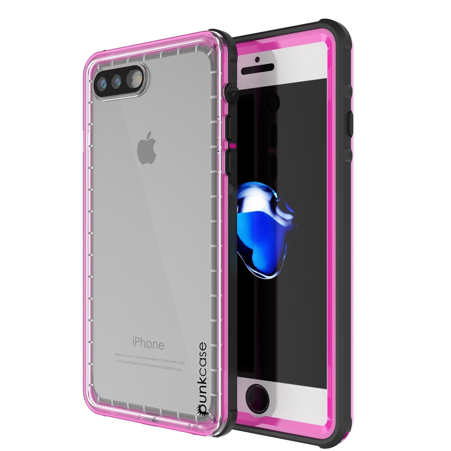 iPhone 8+ Plus Waterproof Case, PUNKcase CRYSTAL Pink W/ Attached Screen Protector  | Warranty