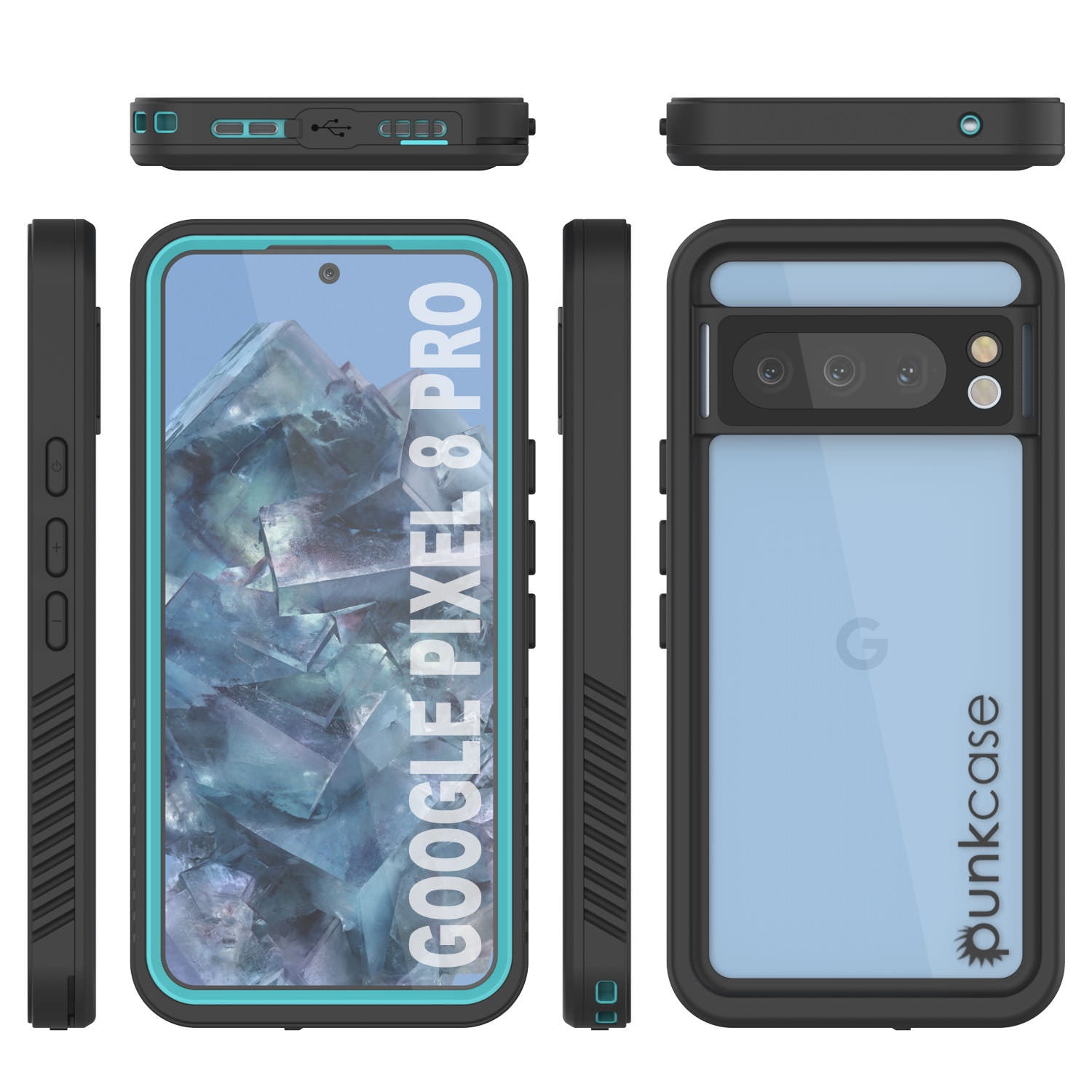 Google Pixel 8 Pro Waterproof Case, Punkcase [Extreme Series] Armor Cover W/ Built In Screen Protector [Teal]
