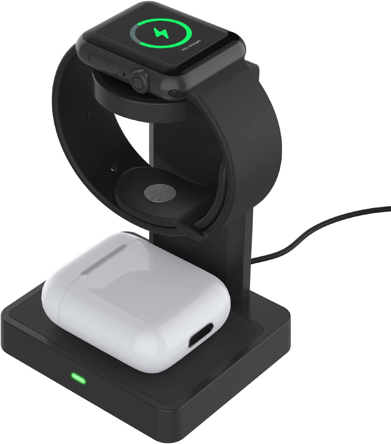 Punkcase 2 in 1 wireless-charging-station for your Apple Watch & AirPods [Black]