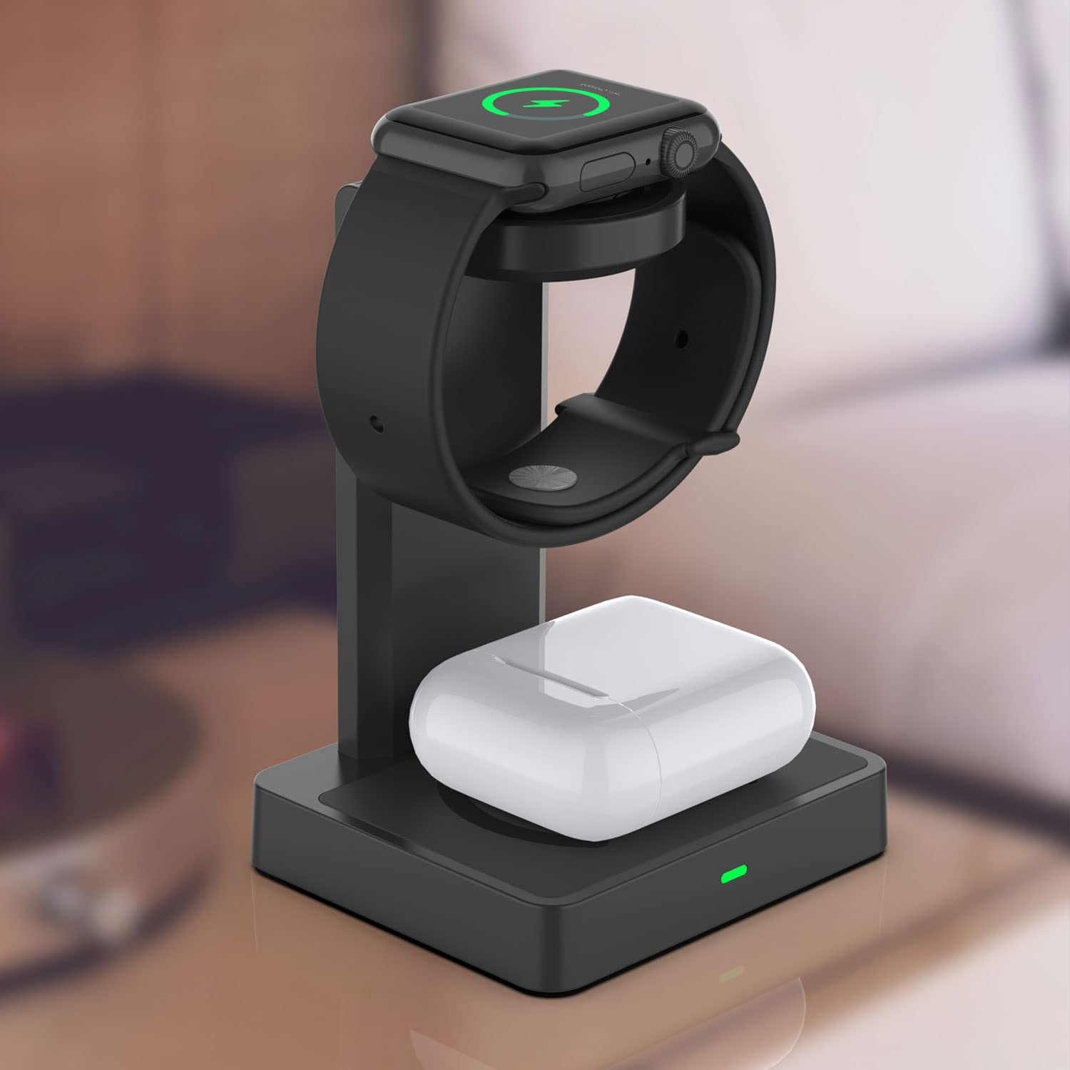 Punkcase 2 in 1 wireless-charging-station for your Apple Watch & AirPods [Black]