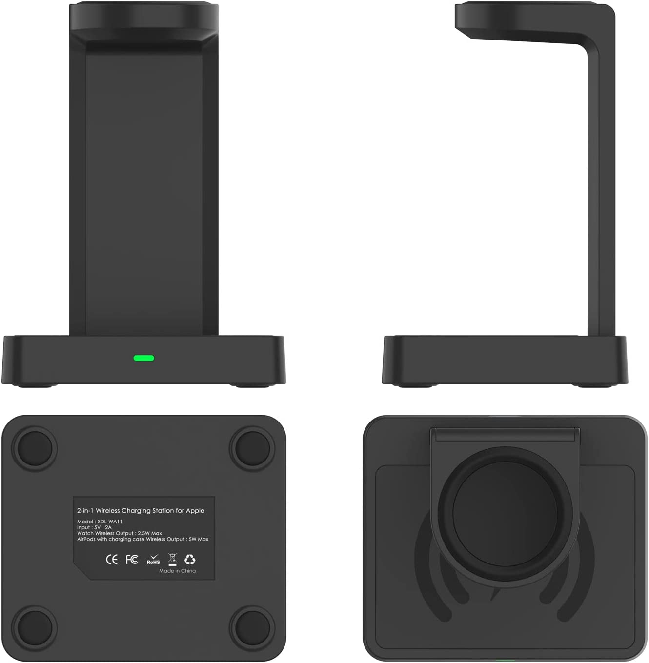 Punkcase 2 in 1 wireless-charging-station for your Apple Watch & AirPods [Black]