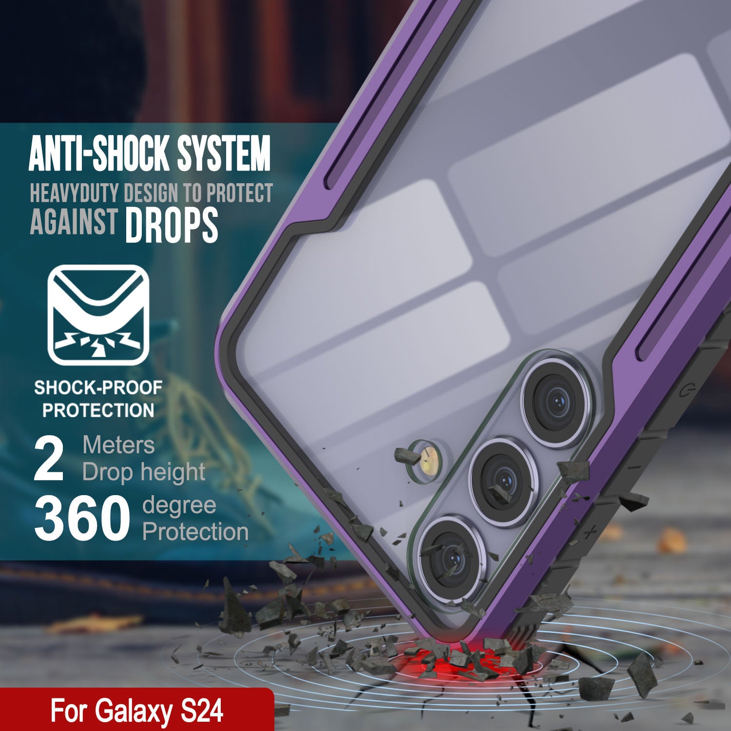 Punkcase S24 Armor Stealth Case Protective Military Grade Multilayer Cover [Purple]