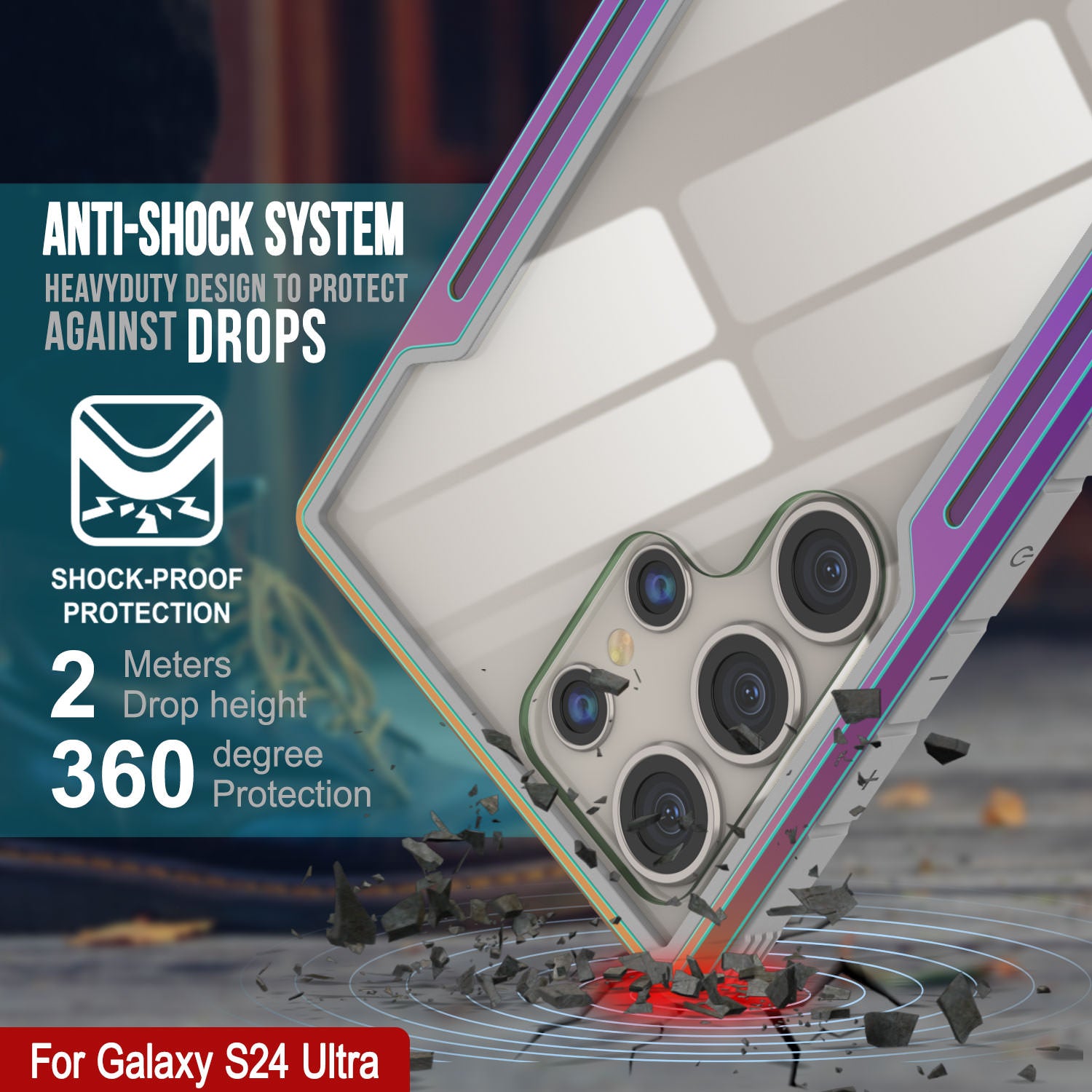 Punkcase S24 Ultra Armor Stealth Case Protective Military Grade Multilayer Cover [Rainbow]