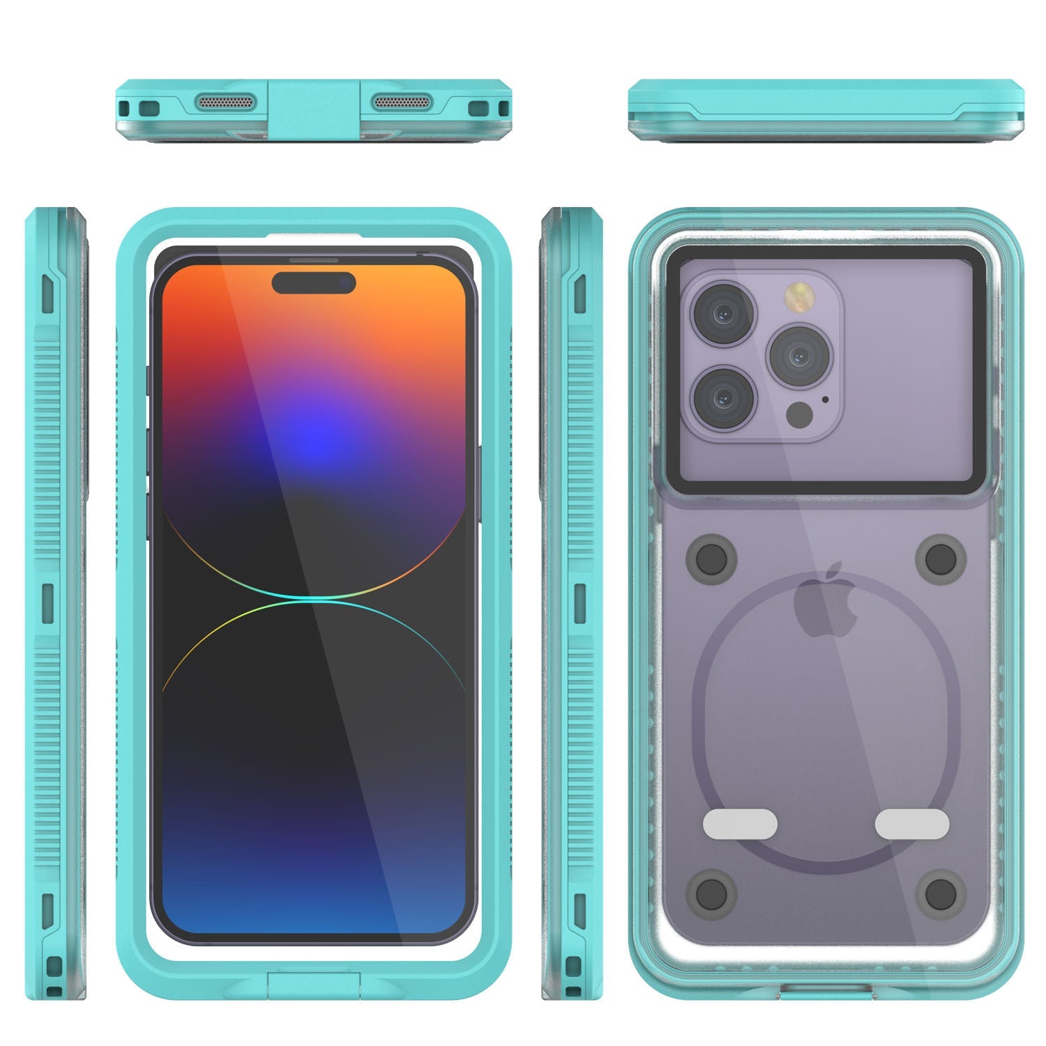 Punkcase iPhone XS Waterproof Case [Aqua Series] Armor Cover [Clear Teal] [Clear Back]