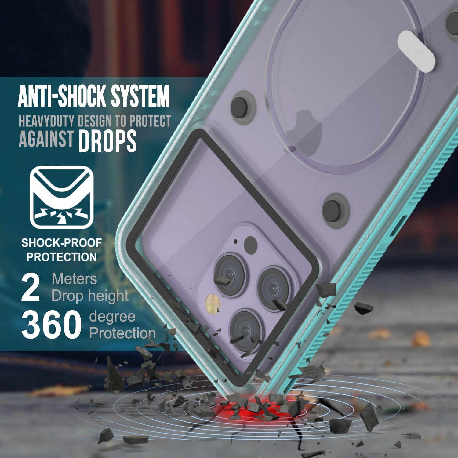 Punkcase iPhone 11 Waterproof Case [Aqua Series] Armor Cover [Clear Teal] [Clear Back]