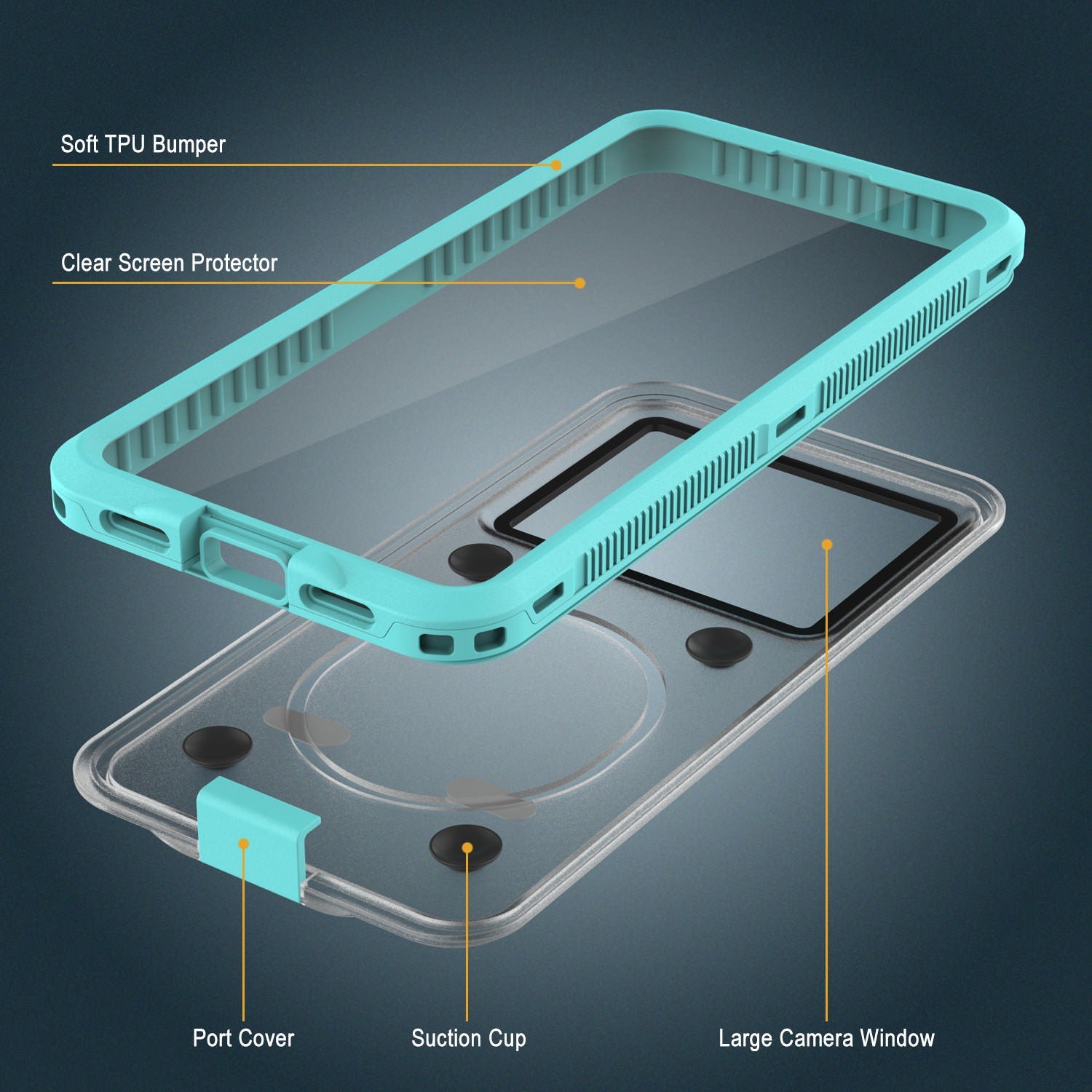 Punkcase iPhone 11 Waterproof Case [Aqua Series] Armor Cover [Clear Teal] [Clear Back]