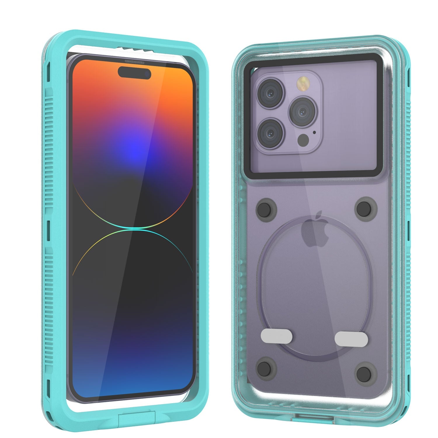 Punkcase iPhone 11 Pro Max Waterproof Case [Aqua Series] Armor Cover [Clear Teal] [Clear Back]