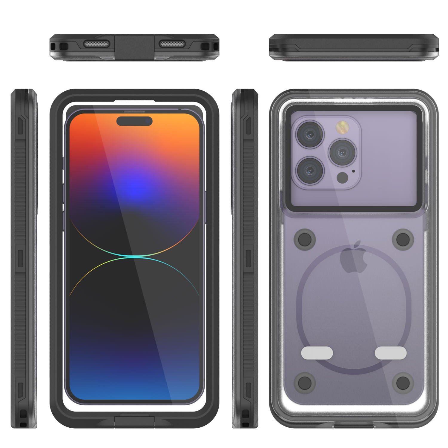 Apple iPhone 7 Waterproof Case, PUNKcase CRYSTAL Black W/ Attached Screen Protector  | Warranty