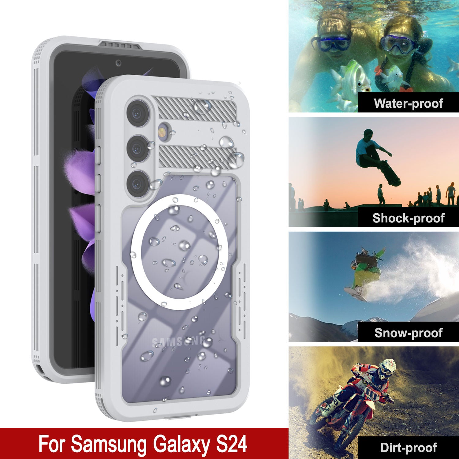 Galaxy S24 Ultra Waterproof Case [Alpine 2.0 Series] [Slim Fit] [IP68 Certified] [Shockproof] [White]