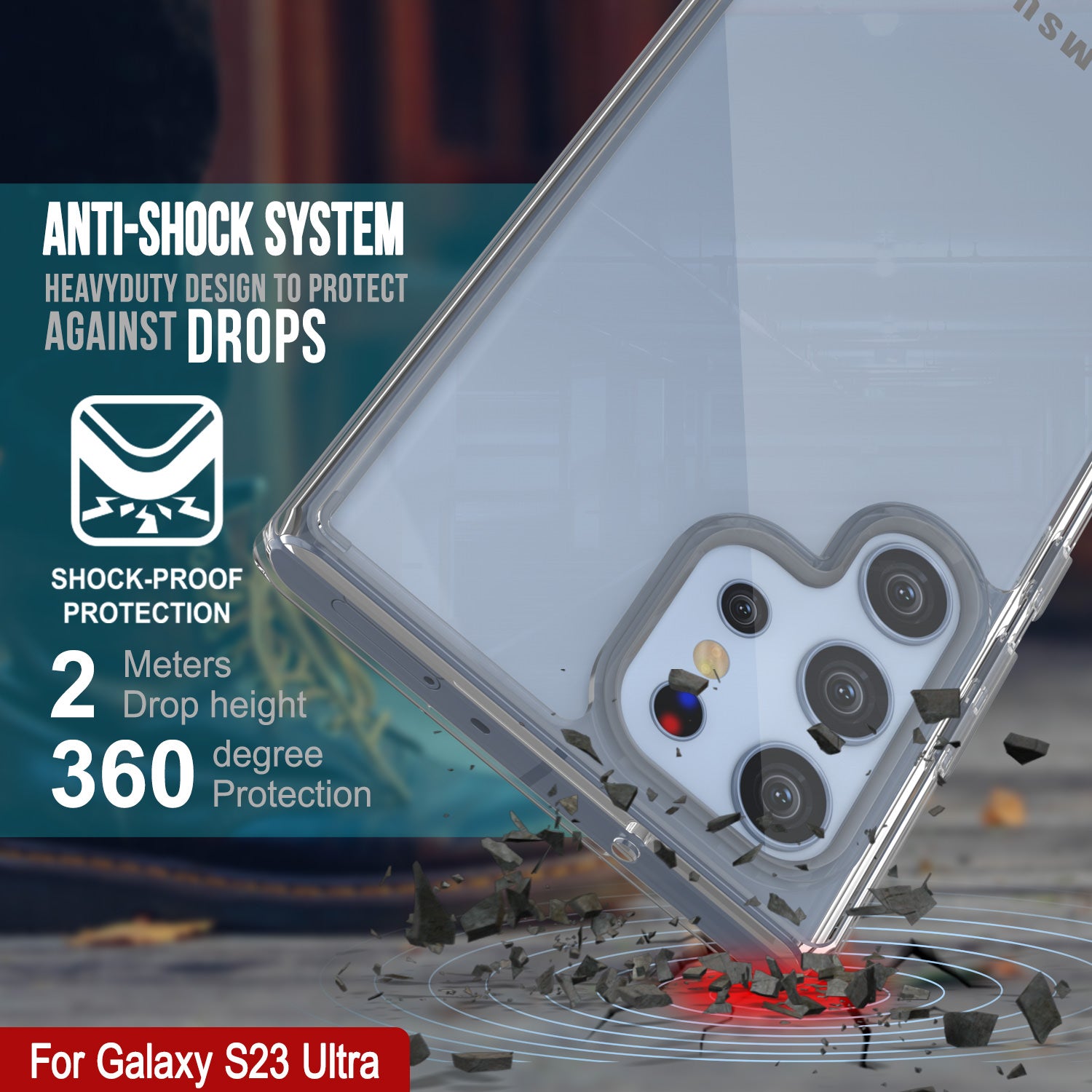 Punkcase for Galaxy S23 Ultra Case [Lucid 2.0 Series] [Slim Fit] [Clear Back]  W/PunkShield Screen Protector