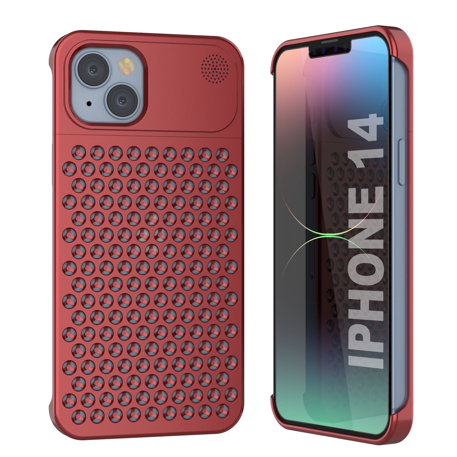 PunkCase for iPhone 14 Aluminum Alloy Case [Fortifier Extreme Series] Ultra Durable Cover [Red]