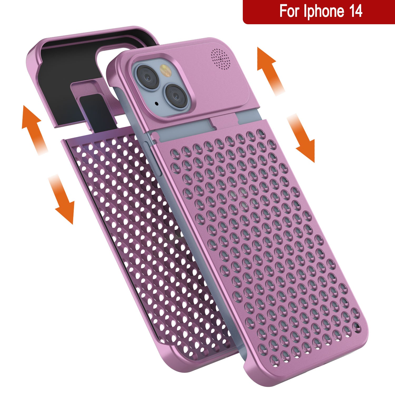 PunkCase for iPhone 14 Aluminum Alloy Case [Fortifier Extreme Series] Ultra Durable Cover [Pink]