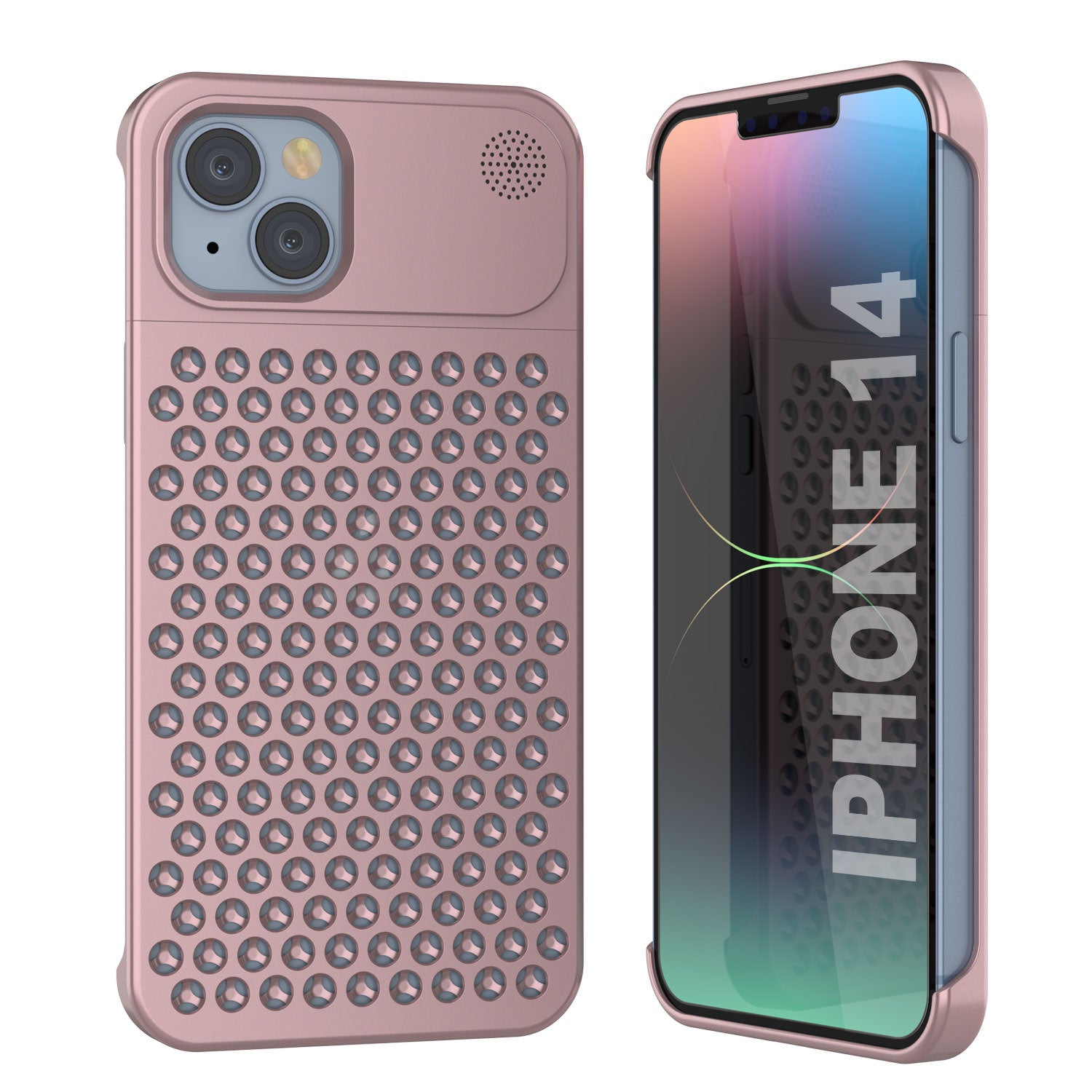 PunkCase for iPhone 14 Aluminum Alloy Case [Fortifier Extreme Series] Ultra Durable Cover [Rose-Gold]