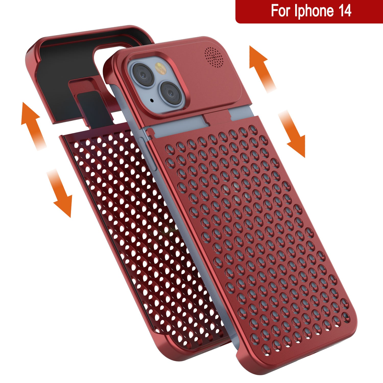 PunkCase for iPhone 14 Aluminum Alloy Case [Fortifier Extreme Series] Ultra Durable Cover [Red]