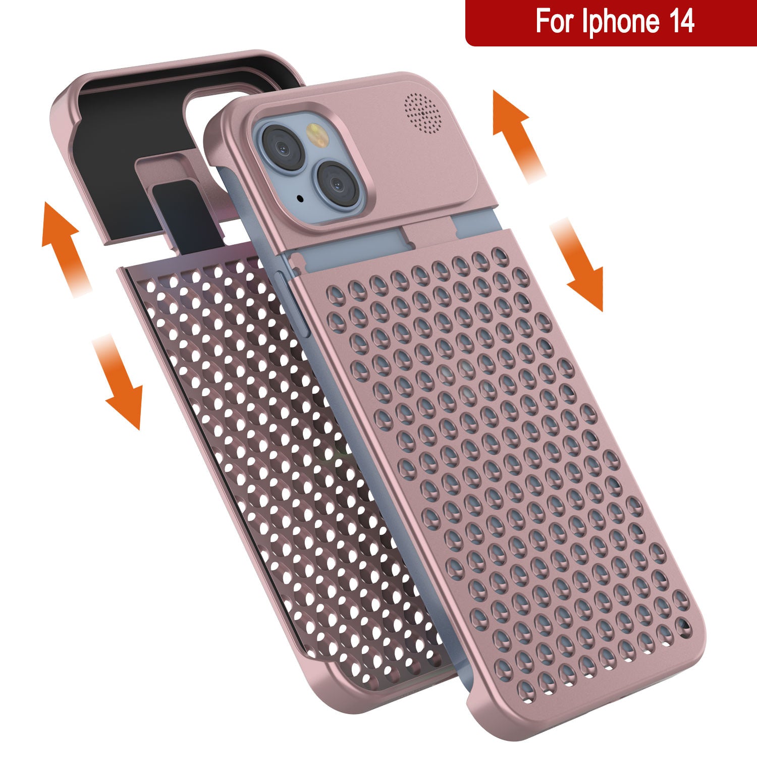 PunkCase for iPhone 14 Aluminum Alloy Case [Fortifier Extreme Series] Ultra Durable Cover [Rose-Gold]