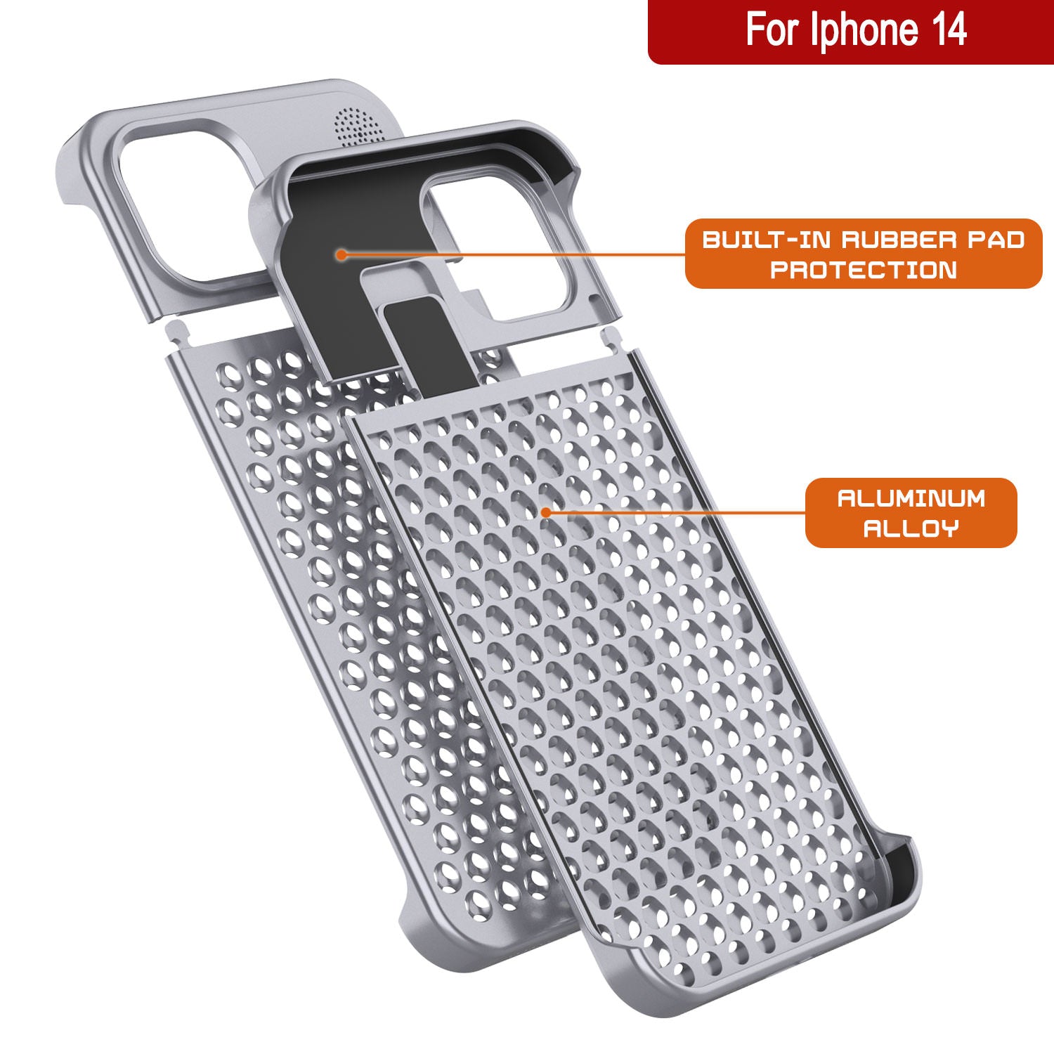 PunkCase for iPhone 14 Aluminum Alloy Case [Fortifier Extreme Series] Ultra Durable Cover [Silver]