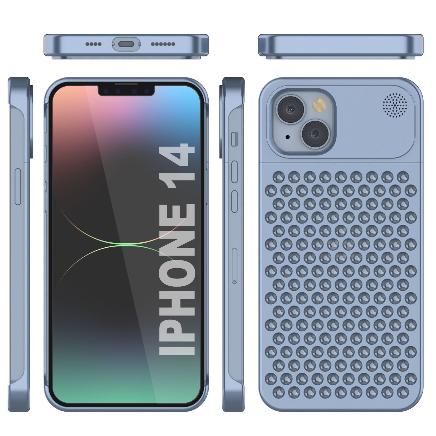 PunkCase for iPhone 14 Aluminum Alloy Case [Fortifier Extreme Series] Ultra Durable Cover [Blue]