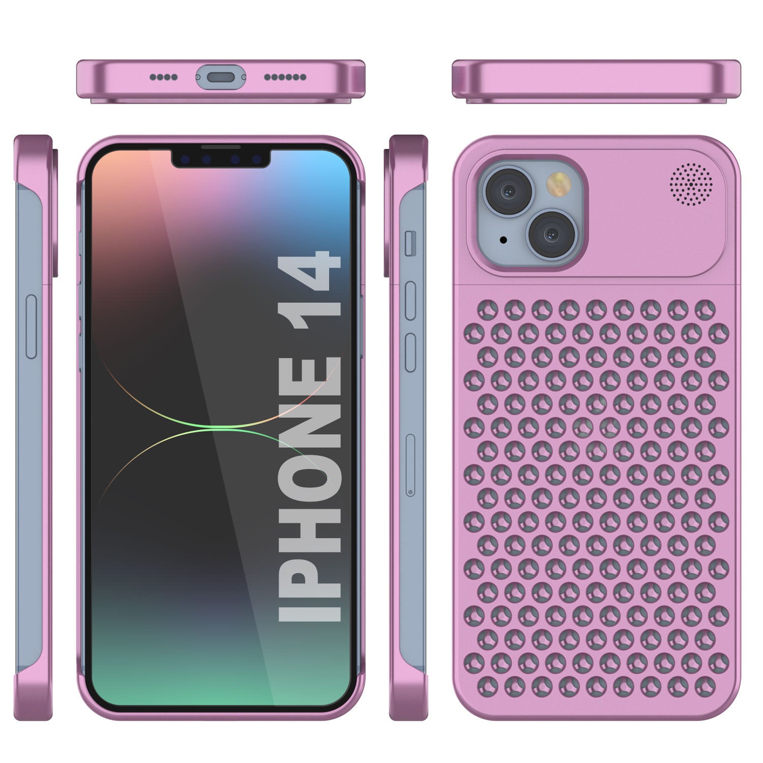 PunkCase for iPhone 14 Aluminum Alloy Case [Fortifier Extreme Series] Ultra Durable Cover [Pink]