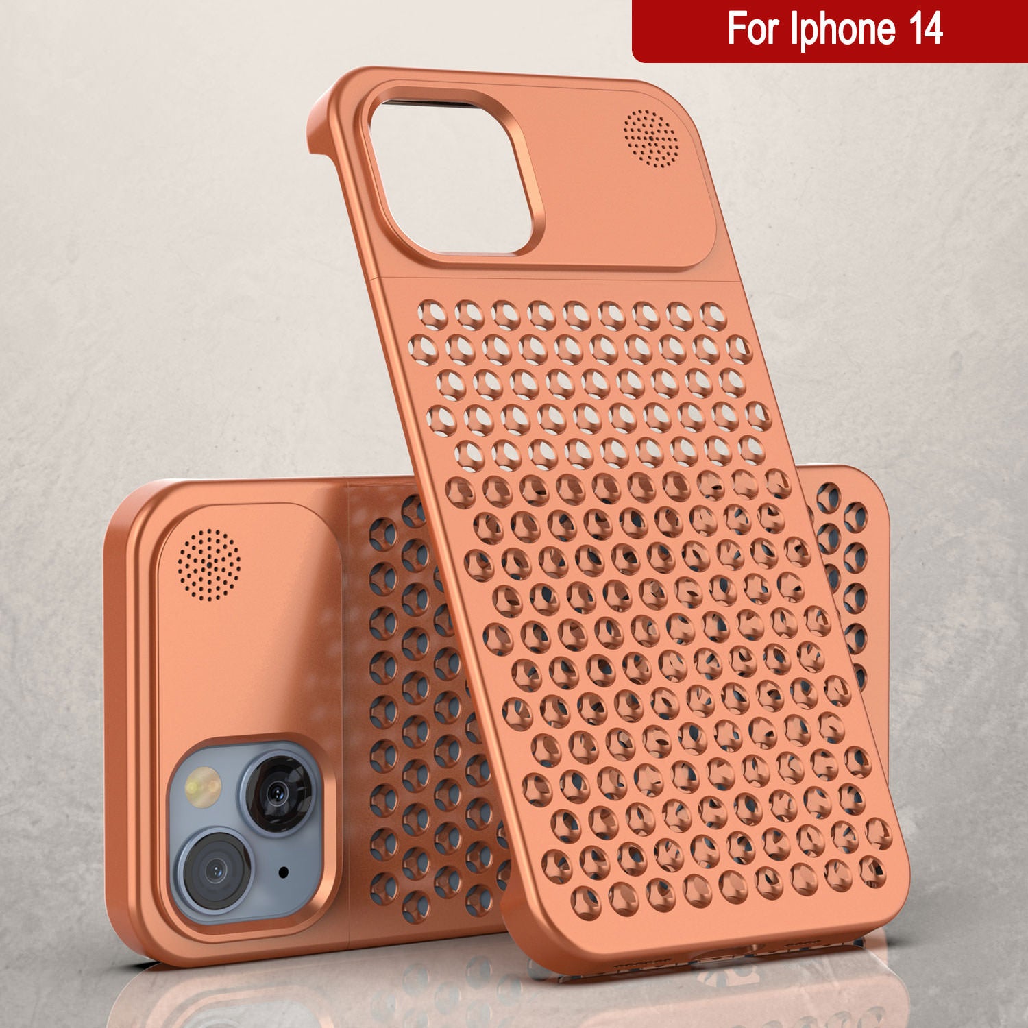 PunkCase for iPhone 14 Aluminum Alloy Case [Fortifier Extreme Series] Ultra Durable Cover [Orange]