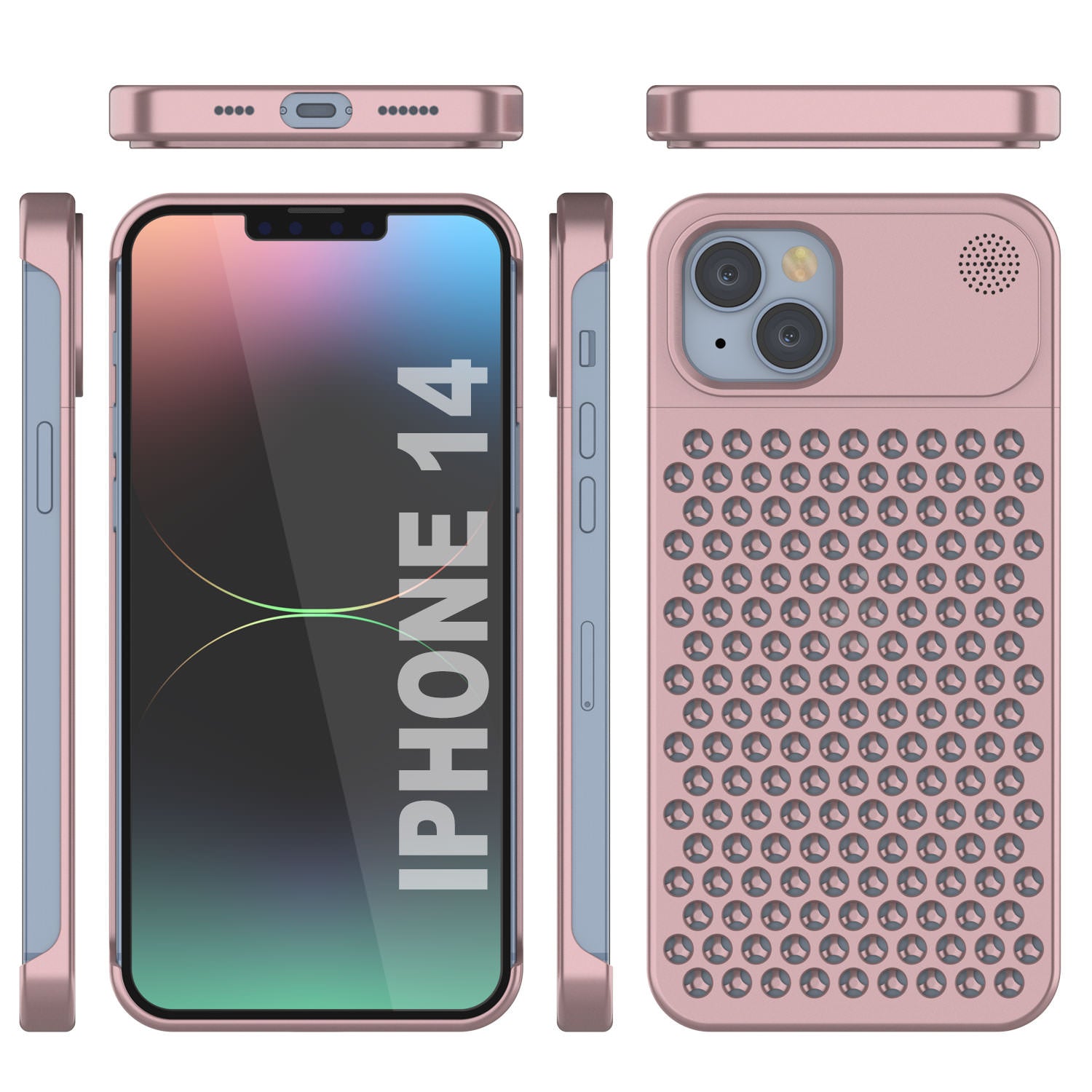 PunkCase for iPhone 14 Aluminum Alloy Case [Fortifier Extreme Series] Ultra Durable Cover [Rose-Gold]