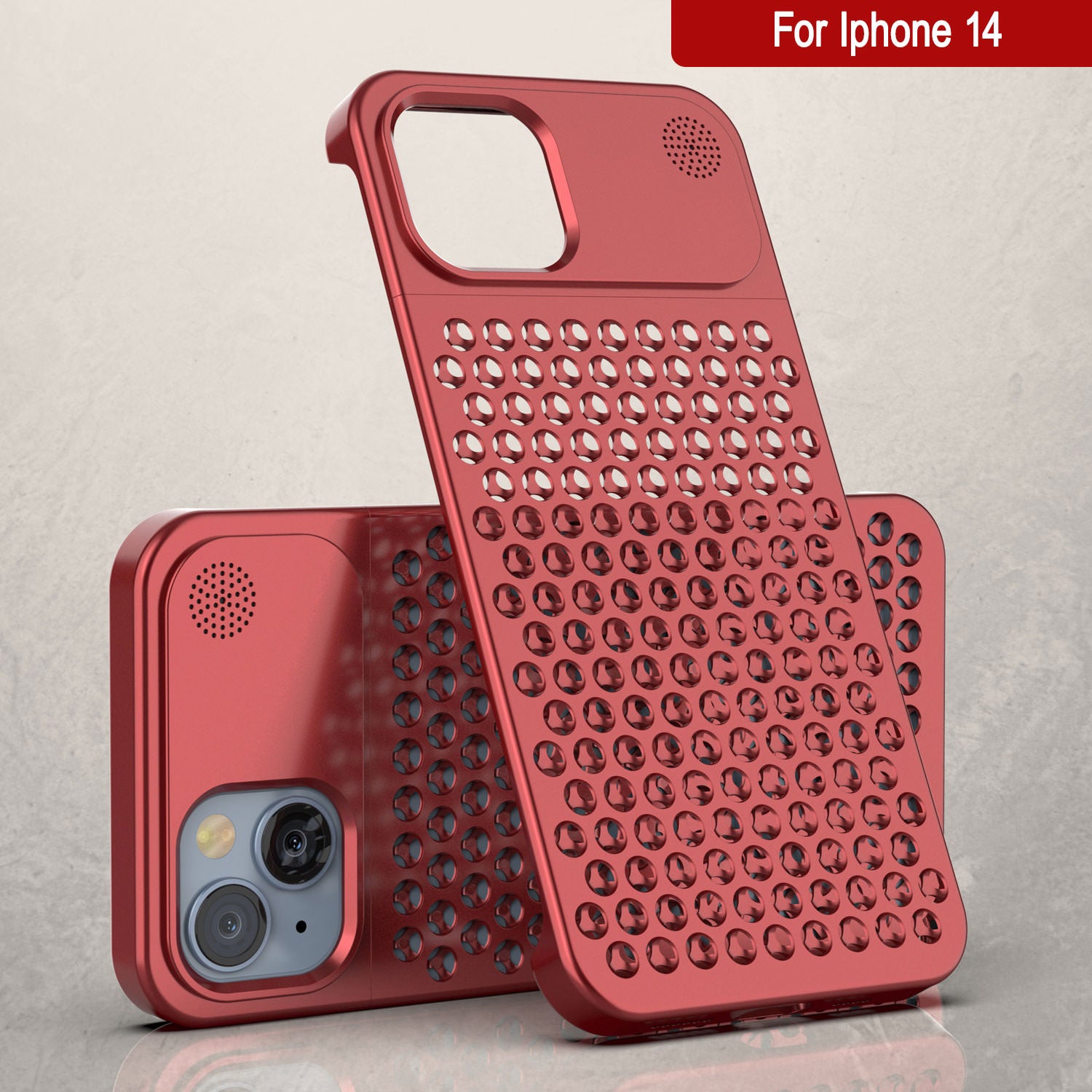 PunkCase for iPhone 14 Aluminum Alloy Case [Fortifier Extreme Series] Ultra Durable Cover [Red]