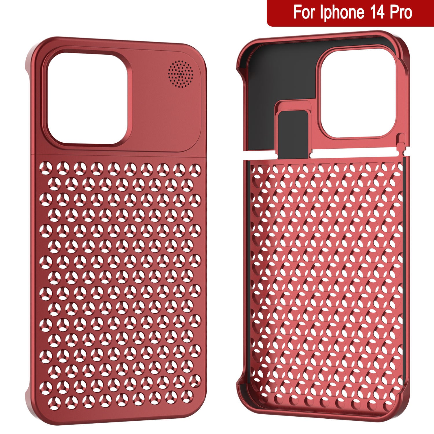 PunkCase for iPhone 14 Pro Aluminum Alloy Case [Fortifier Extreme Series] Ultra Durable Cover [Red]