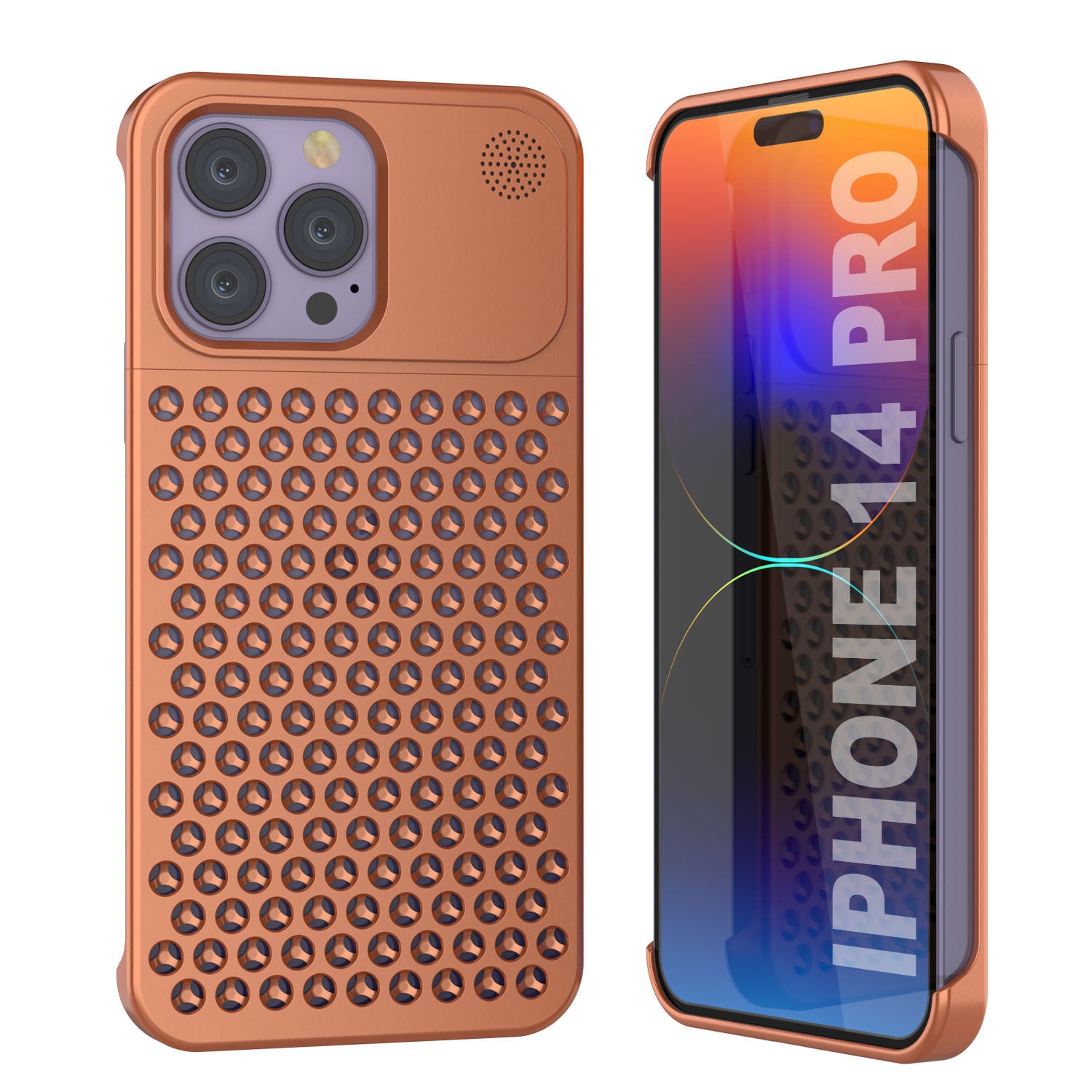 PunkCase for iPhone 14 Pro Aluminum Alloy Case [Fortifier Extreme Series] Ultra Durable Cover [Orange]