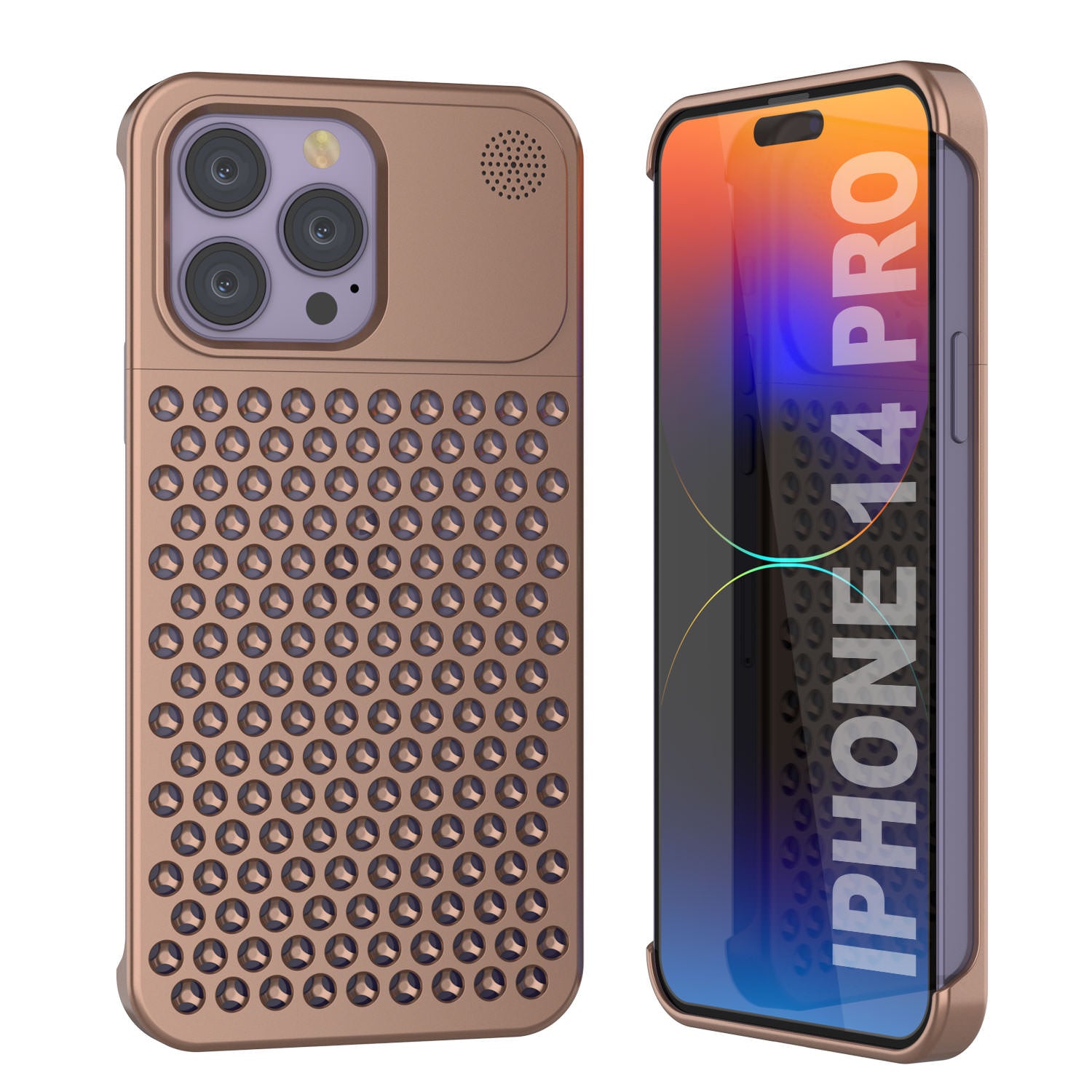 PunkCase for iPhone 14 Pro Aluminum Alloy Case [Fortifier Extreme Series] Ultra Durable Cover [Bronze]