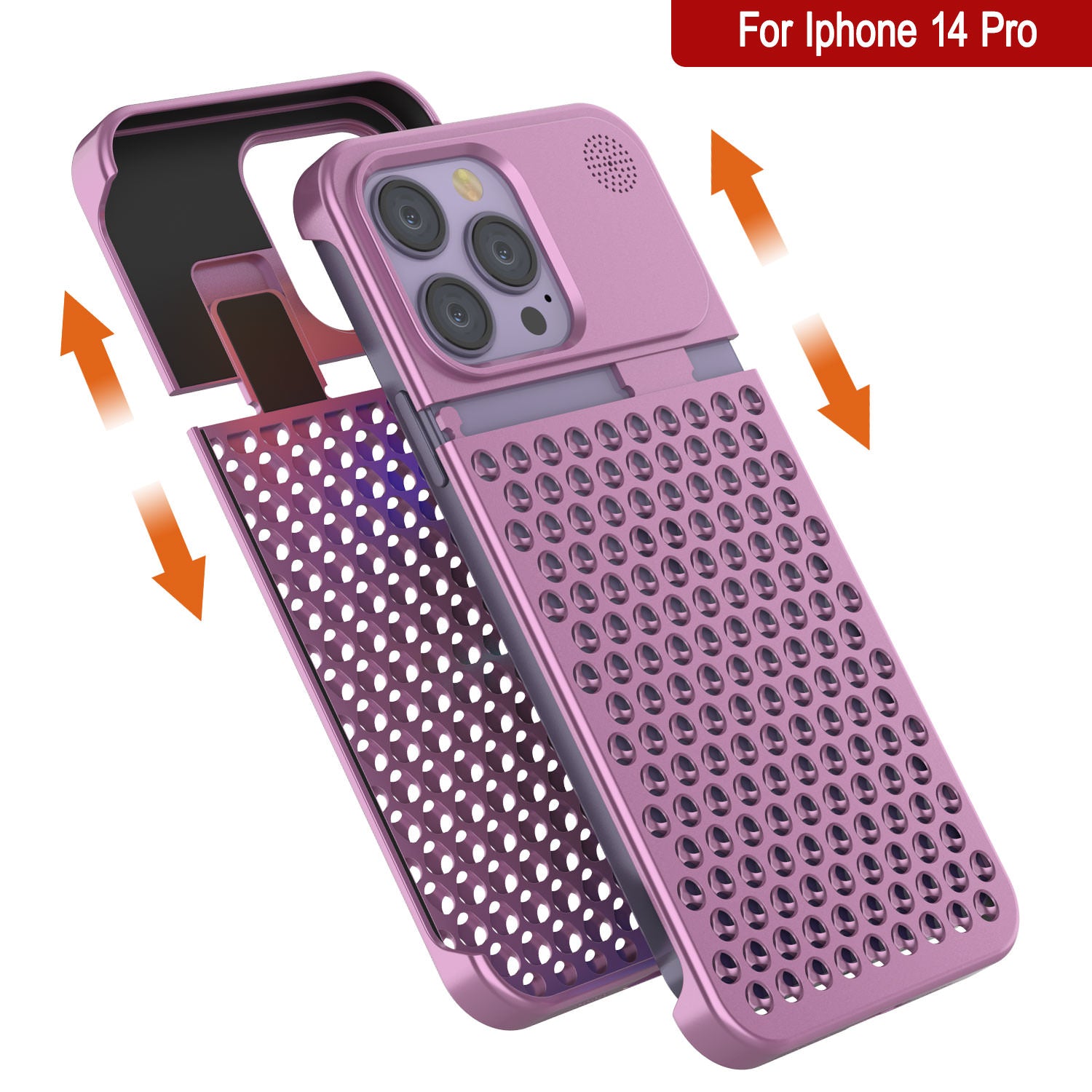 PunkCase for iPhone 14 Pro Aluminum Alloy Case [Fortifier Extreme Series] Ultra Durable Cover [Pink]