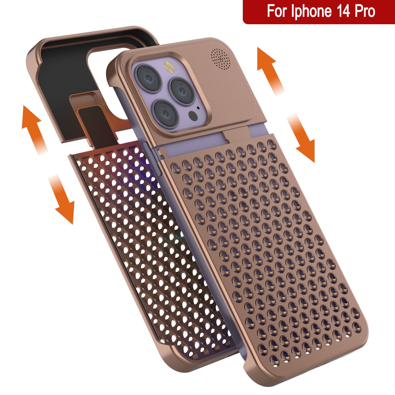 PunkCase for iPhone 14 Pro Aluminum Alloy Case [Fortifier Extreme Series] Ultra Durable Cover [Bronze]