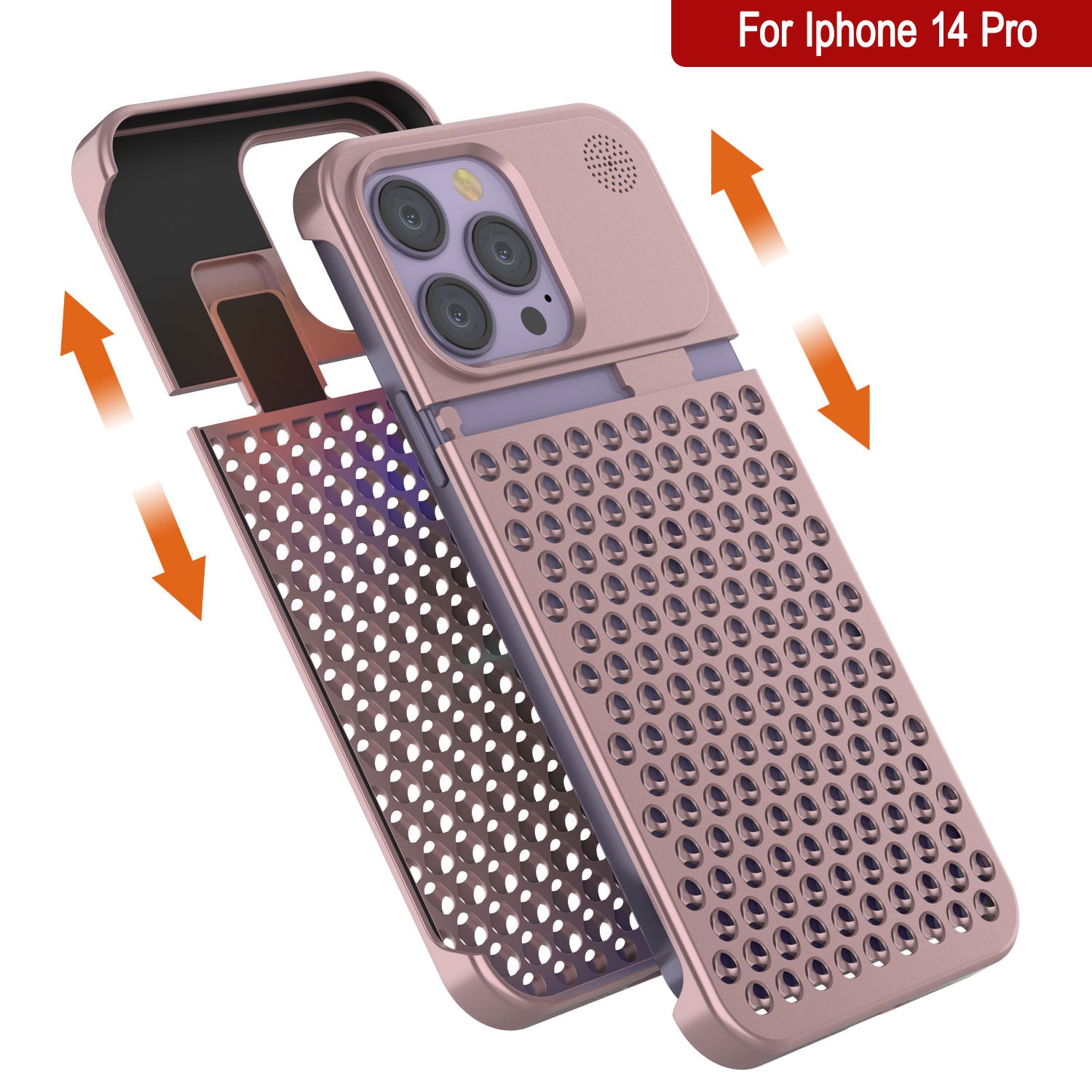 PunkCase for iPhone 14 Pro Aluminum Alloy Case [Fortifier Extreme Series] Ultra Durable Cover [Rose-Gold]