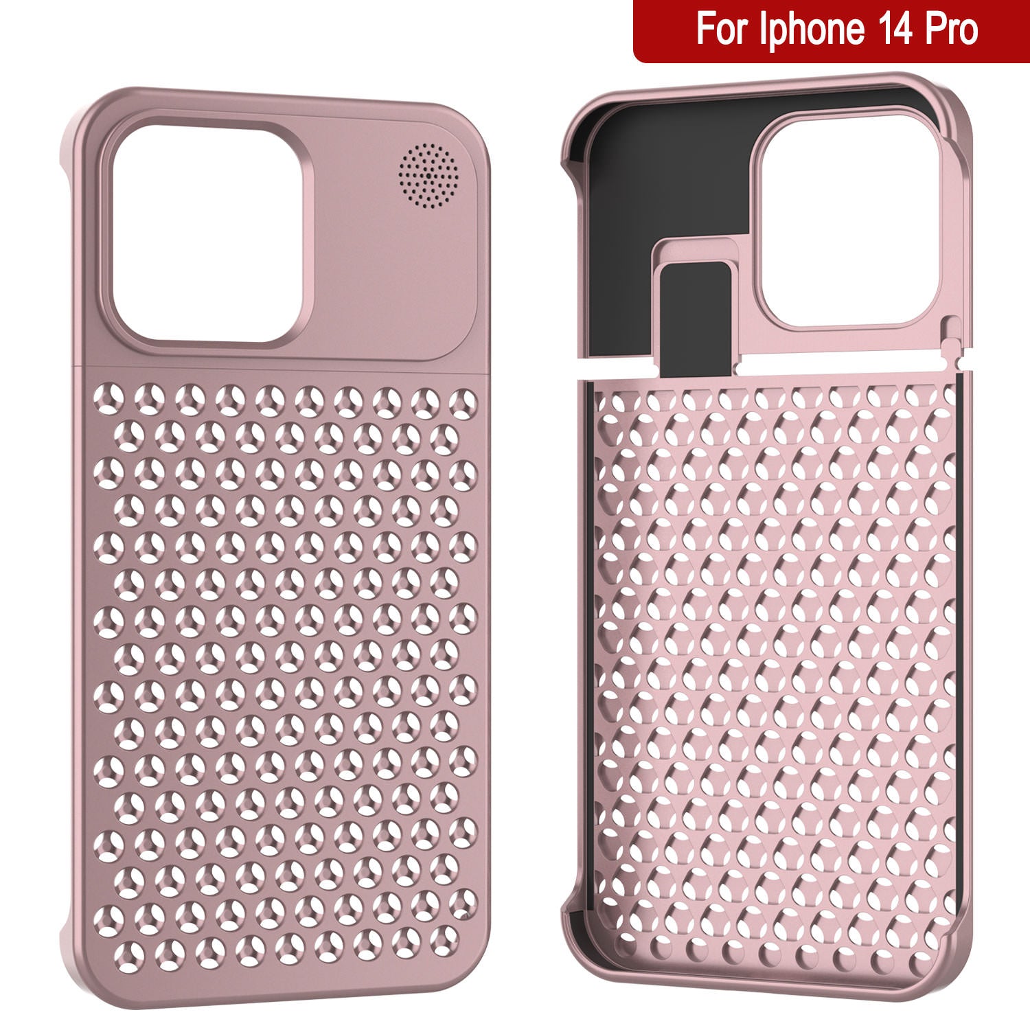PunkCase for iPhone 14 Pro Aluminum Alloy Case [Fortifier Extreme Series] Ultra Durable Cover [Rose-Gold]