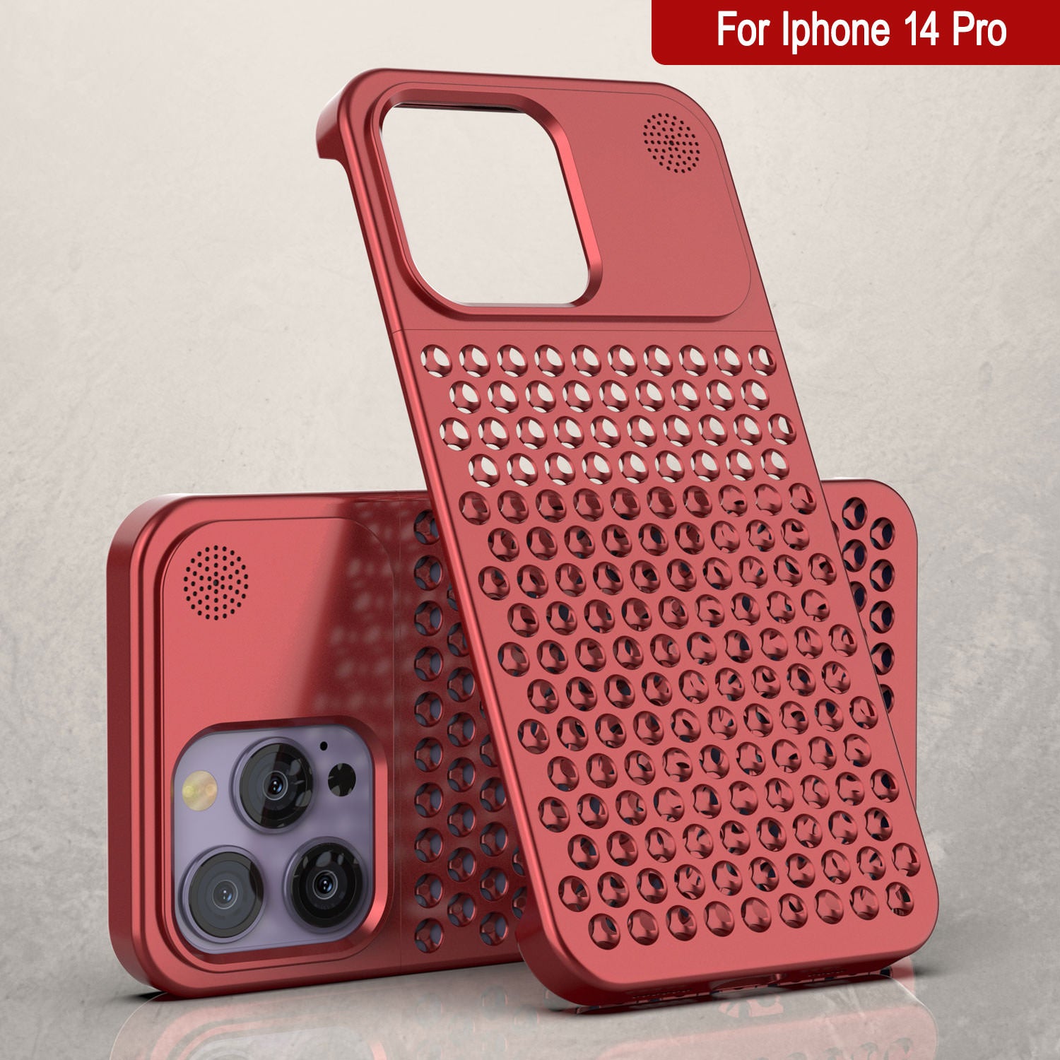 PunkCase for iPhone 14 Pro Aluminum Alloy Case [Fortifier Extreme Series] Ultra Durable Cover [Red]