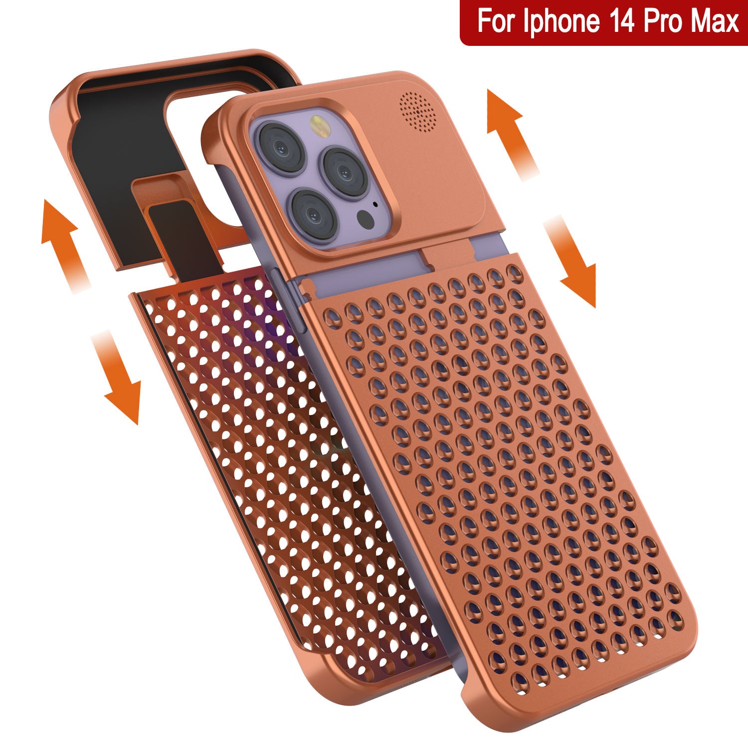 PunkCase for iPhone 14 Pro Max Aluminum Alloy Case [Fortifier Extreme Series] Ultra Durable Cover [Orange]